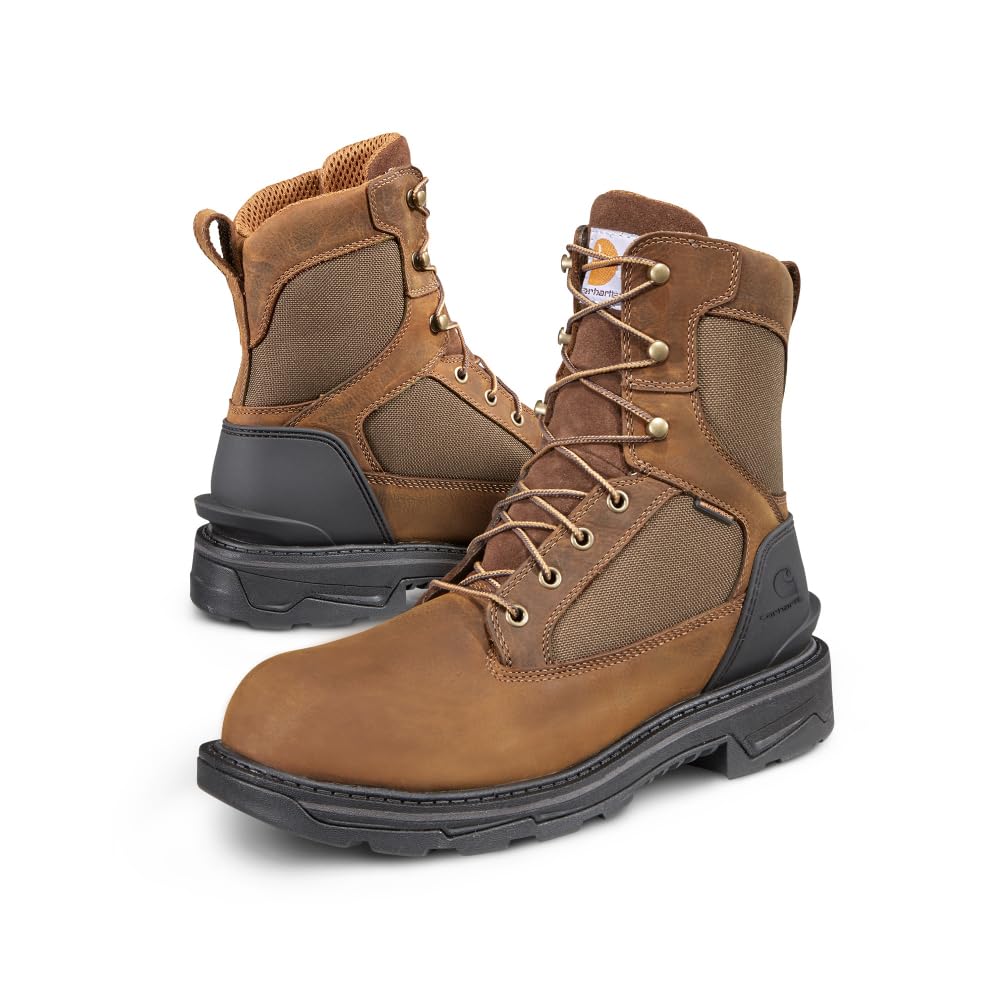 Carhartt Men's Ironwood 8 Inch Waterproof Work Boots - Steel Toe, Slip Resistant, Comfortable for Construction & Outdoor Work | Perfect for Job Sites, Hiking & Heavy Duty Use