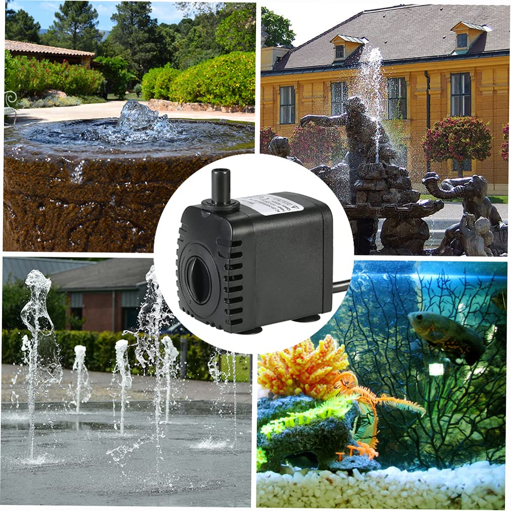 600L/H 8W Ultra Quiet Submersible Water Pump with 2 Nozzles, AC220-240V Mini Water Pump for Aquarium, Tabletop Fountains, Pond Water Gardens & Hydroponic Systems - Perfect for Indoor/Outdoor Water Features & Plant Cultivation