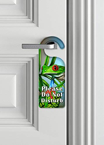 Art Plates Do Not Disturb Door Knob Hanger Sign - Red Toe Tree Frog Design | Privacy Door Hanger for Hotels, Offices & Bedrooms | Cute Frog-Themed Do Not Disturb Sign