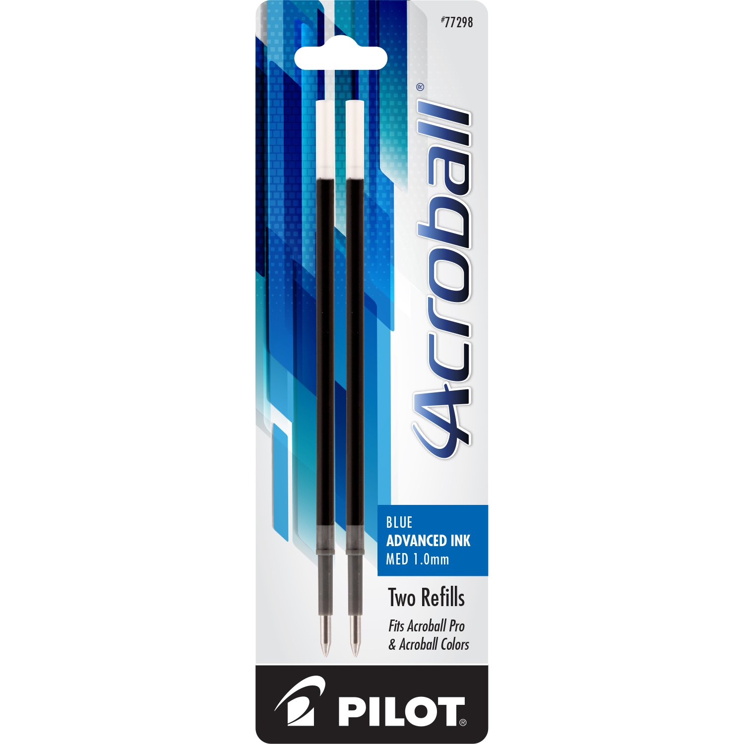 PILOT Acroball Advanced Ink Refill for Retractable Pens - Medium Point Blue Ink (2-Pack) - Smooth Writing for Office, School & Everyday Use - Model 77298