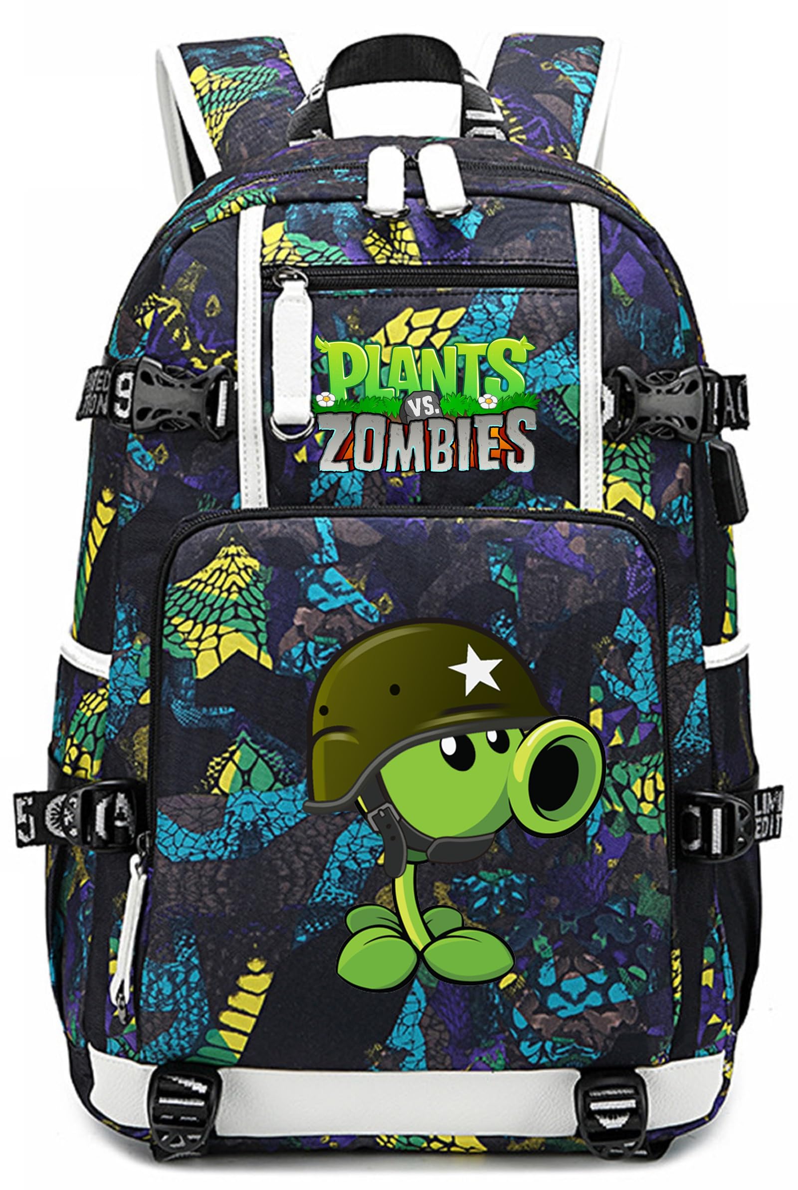 ISaikoy Game Plants vs. Zombies Backpack - Blue Gaming School Bag for Kids & Teens, Laptop Daypack with Shoulder Straps - Perfect for School, Travel & Comic Con Events