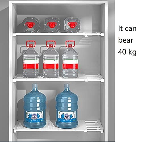Space Saving Adjustable Wall Mounted Shelf Organizer - White Closet Storage, Kitchen Rack, Wardrobe Cabinet Holder (11.41-15.75