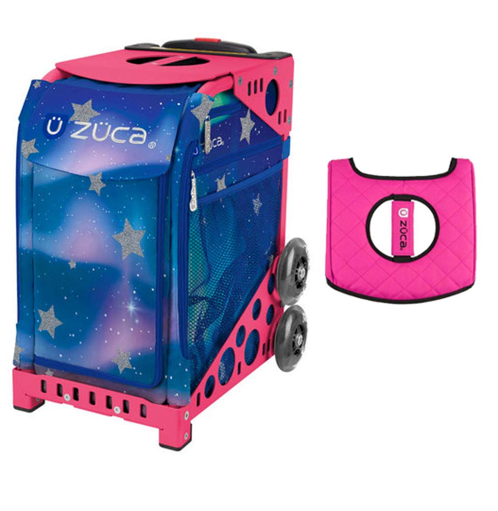Zuca Sport Bag - Aurora Backpack with Black/Pink Seat Cover & Pink Frames | Durable Gymnastics & Cheerleading Gear for Competitions & Training