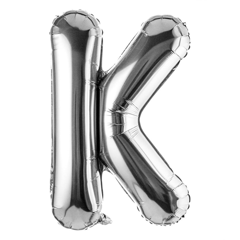 Balloonify Silver Mylar Letter K Balloon - 40 Inch Large Alphabet Foil Balloon for Birthday Party Decorations, Baby Showers & Graduation Celebrations