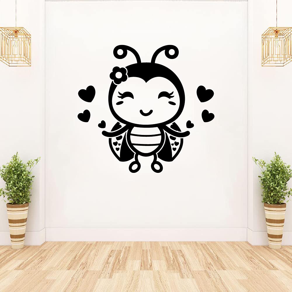 Cute Ladybug Vinyl Wall Stickers - Animal Insect Decals for Kids Room, Nursery & Playroom Decor (22x30 Inch) - Perfect for Bedroom, Kindergarten & Home Decoration