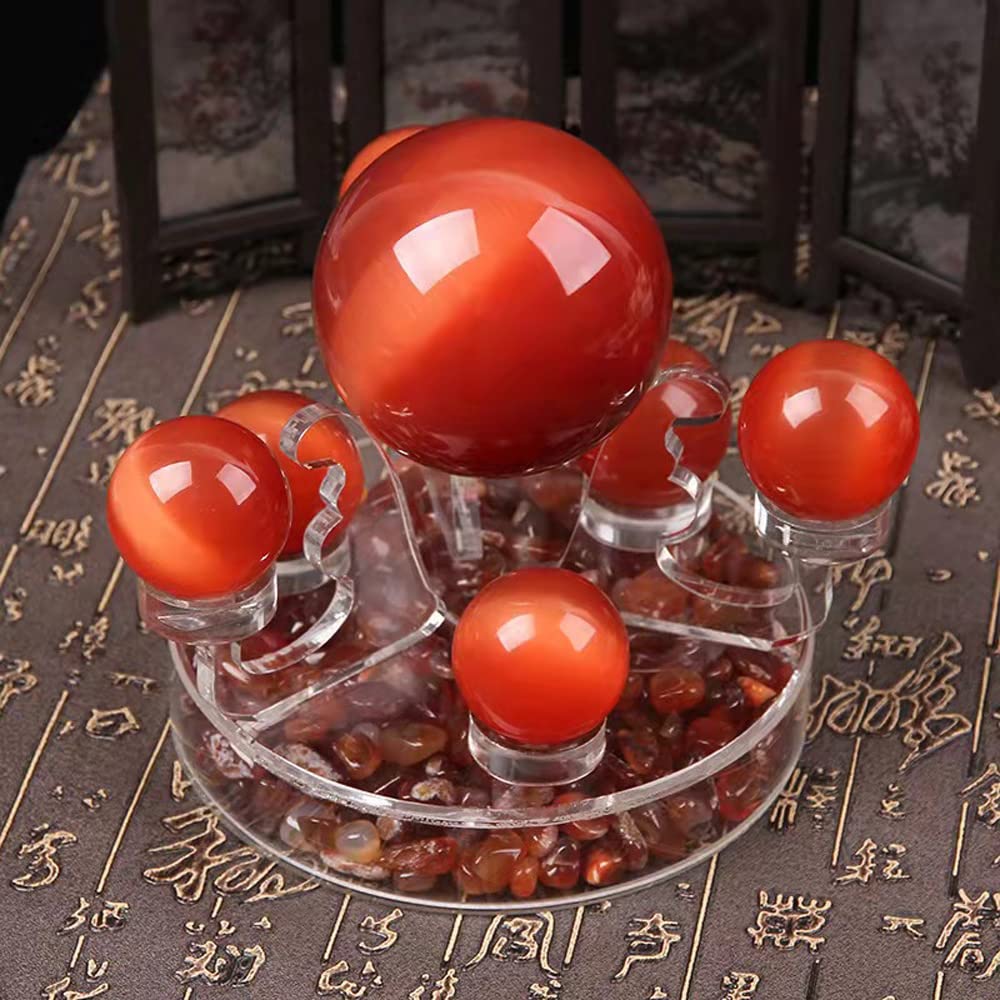 2 Inch Red Artificial Tiger Eye Crystal Baoding Balls - Stress Relief Hand Therapy Balls for Anxiety, Finger & Wrist Strengthening - Includes Carry Pouch & Gift Box - Perfect for Meditation, Office Stress Relief & Physical Therapy