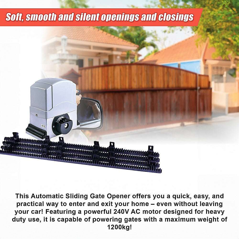 1200KG Heavy Duty Automatic Sliding Gate Opener with 4m Rail - Commercial & Residential Driveway Security System for Homes, Warehouses, and Industrial Facilities