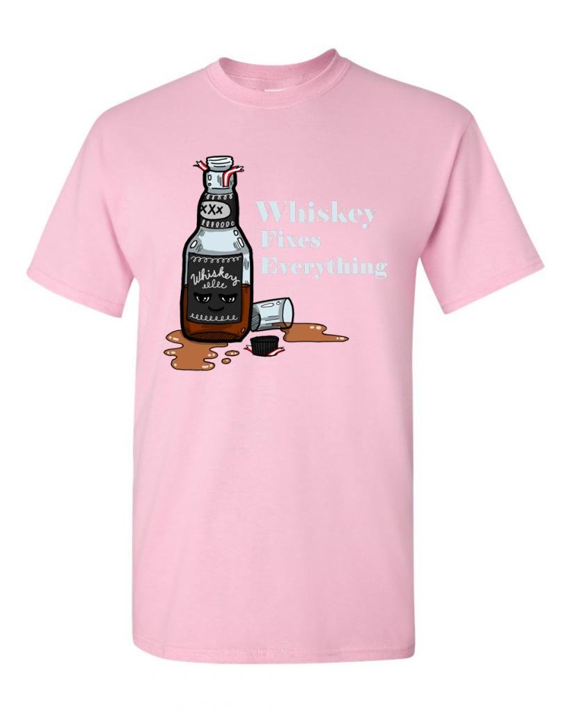 Whiskey Fixes Everything Funny Adult T-Shirt - Casual Graphic Tee for Men & Women - Perfect for Parties, Gifts & Everyday Wear
