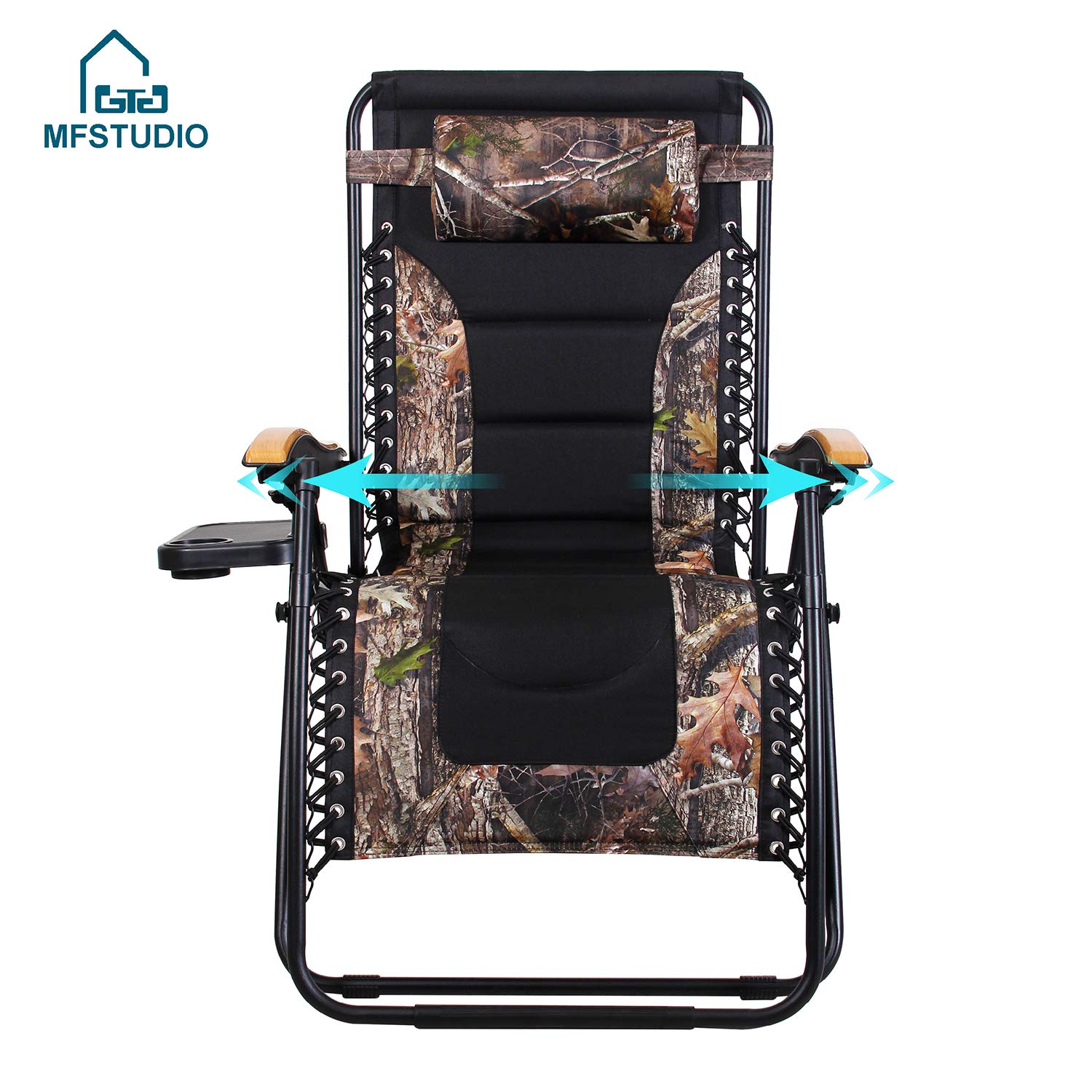 MFSTUDIO Oversized Zero Gravity Chair XL - Extra Wide Padded Folding Recliner with Cup Holder, Heavy Duty Patio Lounge Chair for Poolside, Beach, Backyard, Camping & Outdoor Relaxation (Set of 2, Camouflage) - Perfect for Sunbathing, Reading & Lounging