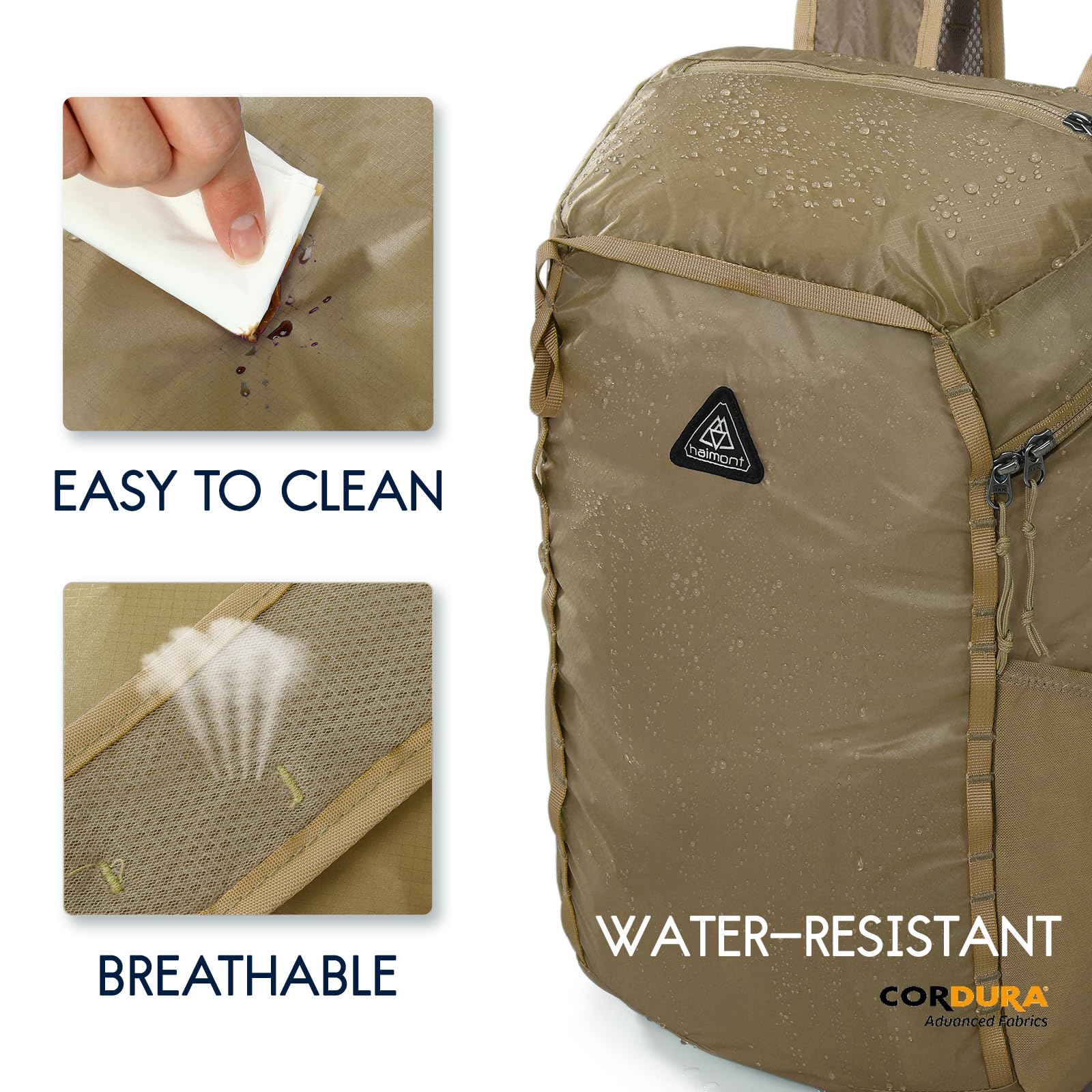 Ultralight Packable Backpack 25L - Foldable Hiking Daypack for Men & Women with Built-in Storage Bag - Perfect for Travel, Beach, Camping & Outdoor Adventures - Durable Brown Backpack for Hiking, Gym & Daily Use