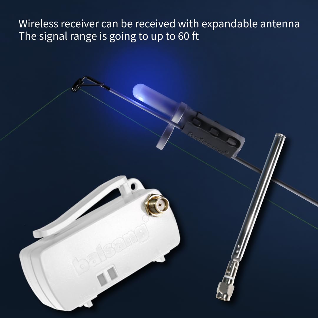 Balsang Wireless Fishing Bite Alarm Kit - LED Light & Beep Alert System with Radio Transmitter for Fishing Rod and Receiver for Real-Time Bite Detection | Ideal for Night Fishing, Carp Fishing, and Ice Fishing Adventures