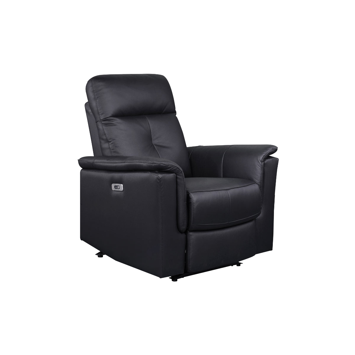 Premium Black Leather Power Recliner with USB Charging Port - Comfortable Glider Chair for Living Room, Home Theater & Office Relaxation