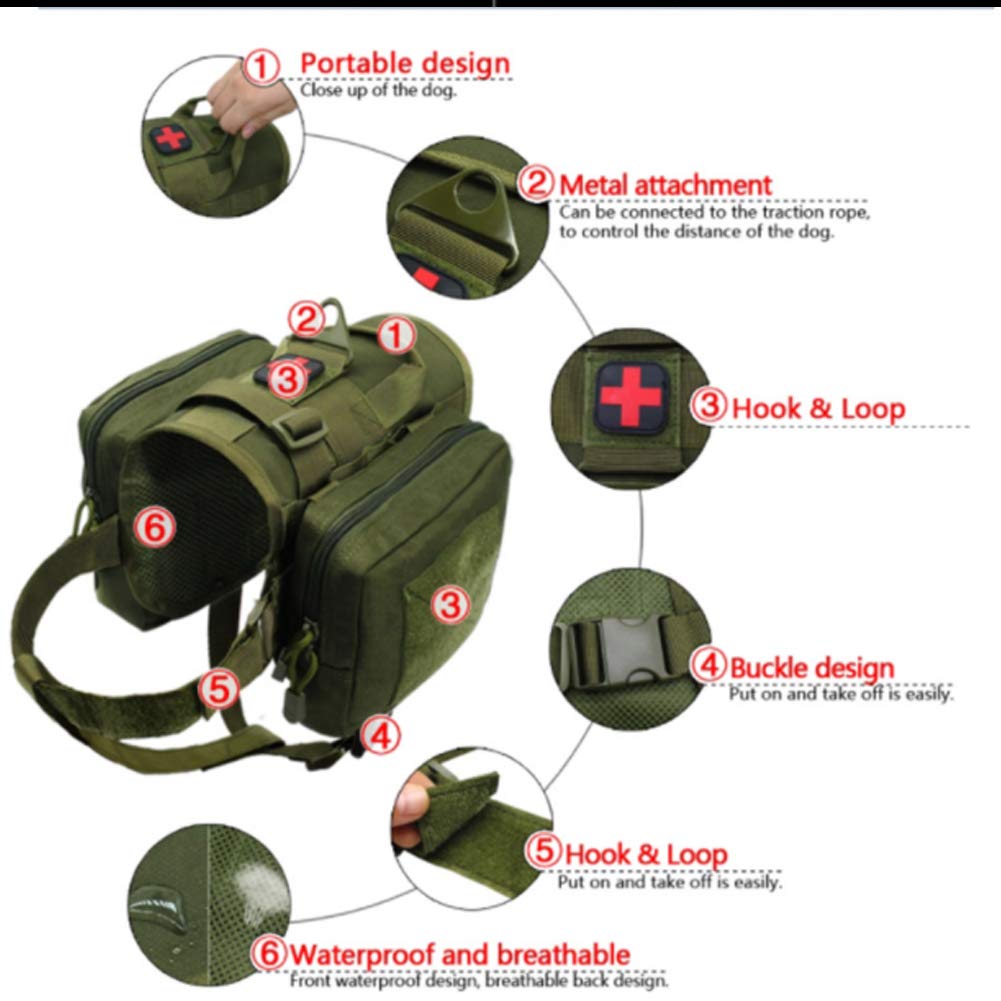 Tactical Dog Harness - Adjustable K9 Service Vest with Handle & Accessories for Small to Large Dogs | Training, Outdoor Adventures & Working Dogs | Black