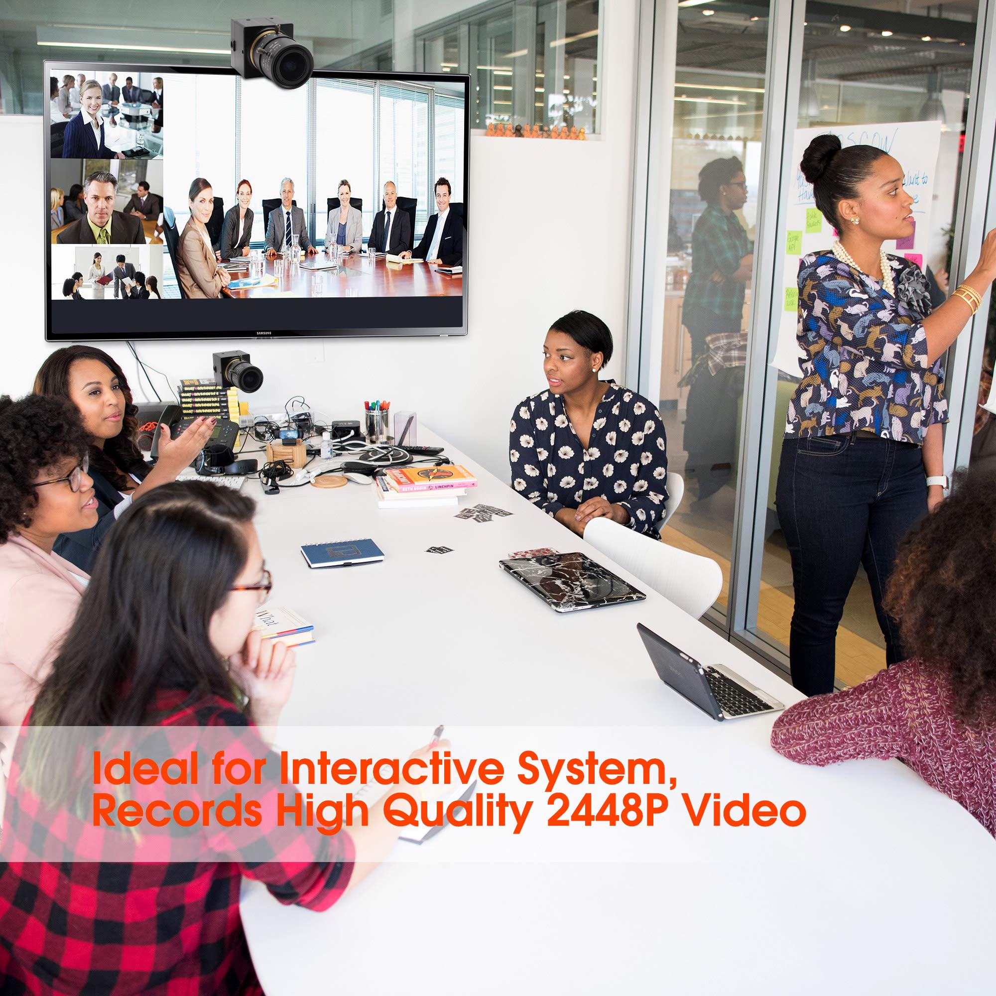 2.8-12mm Varifocal Lens USB Camera - 8MP Webcam with Image Sensor, Super HD 3264x2448 Resolution - Indoor/Outdoor Web Camera for Video Conferencing, Security Systems, Live Streaming & Home Monitoring