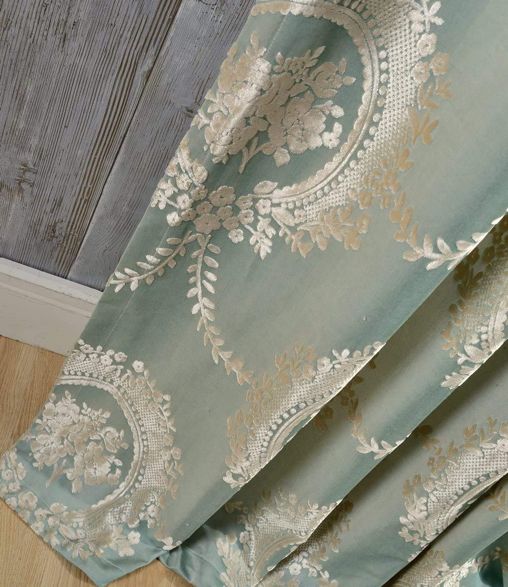 MYRU 1 Pair Luxury Floral Curtains - European Style Semi-Blackout Drapes for Living Room & Bedroom (2 Panels, 54