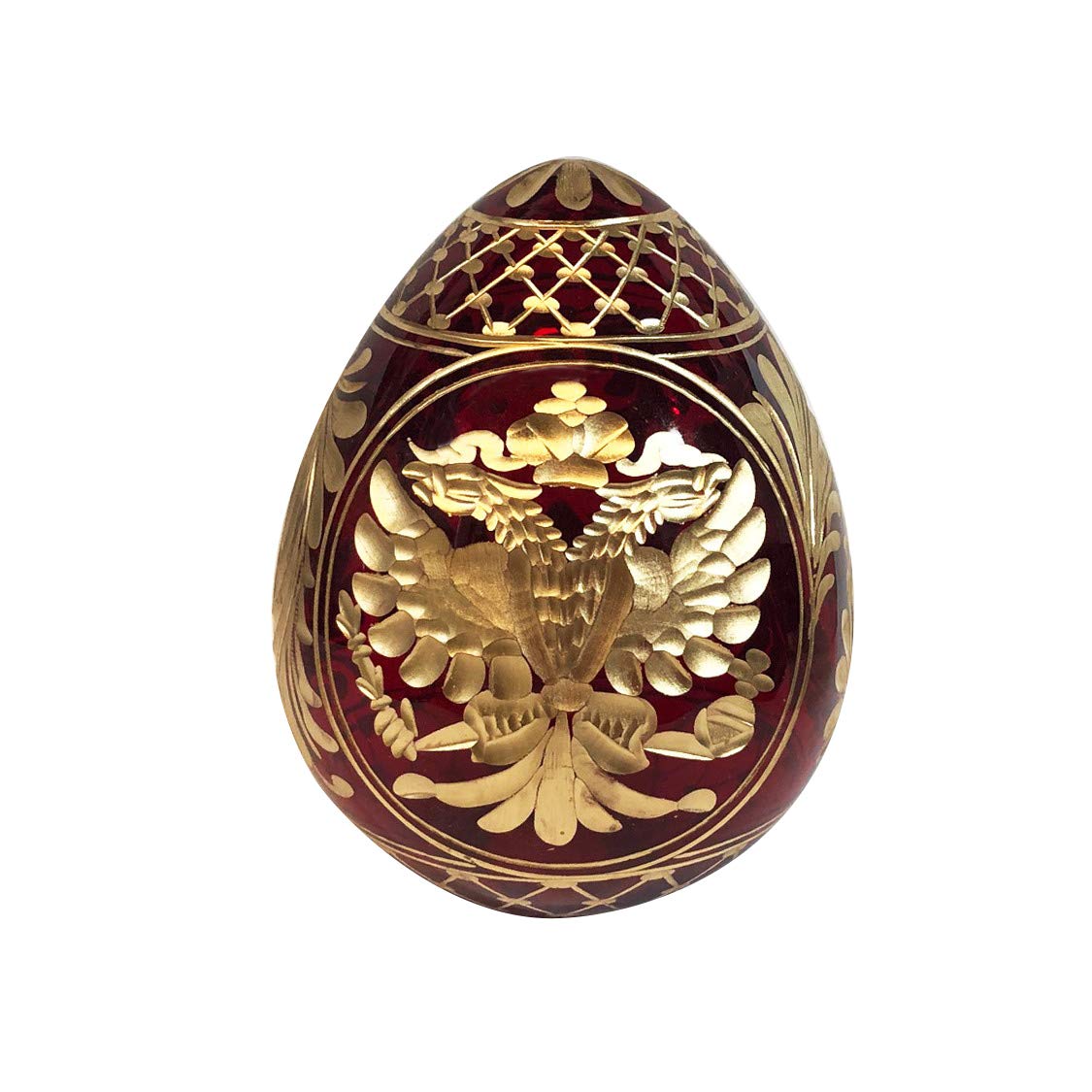 Religious Faberge Style Crystal Egg Hand-Cut Double Headed Eagle - Perfect Gift for Easter, Christmas & Home Decor - Luxury Collectible for Religious Occasions & Display