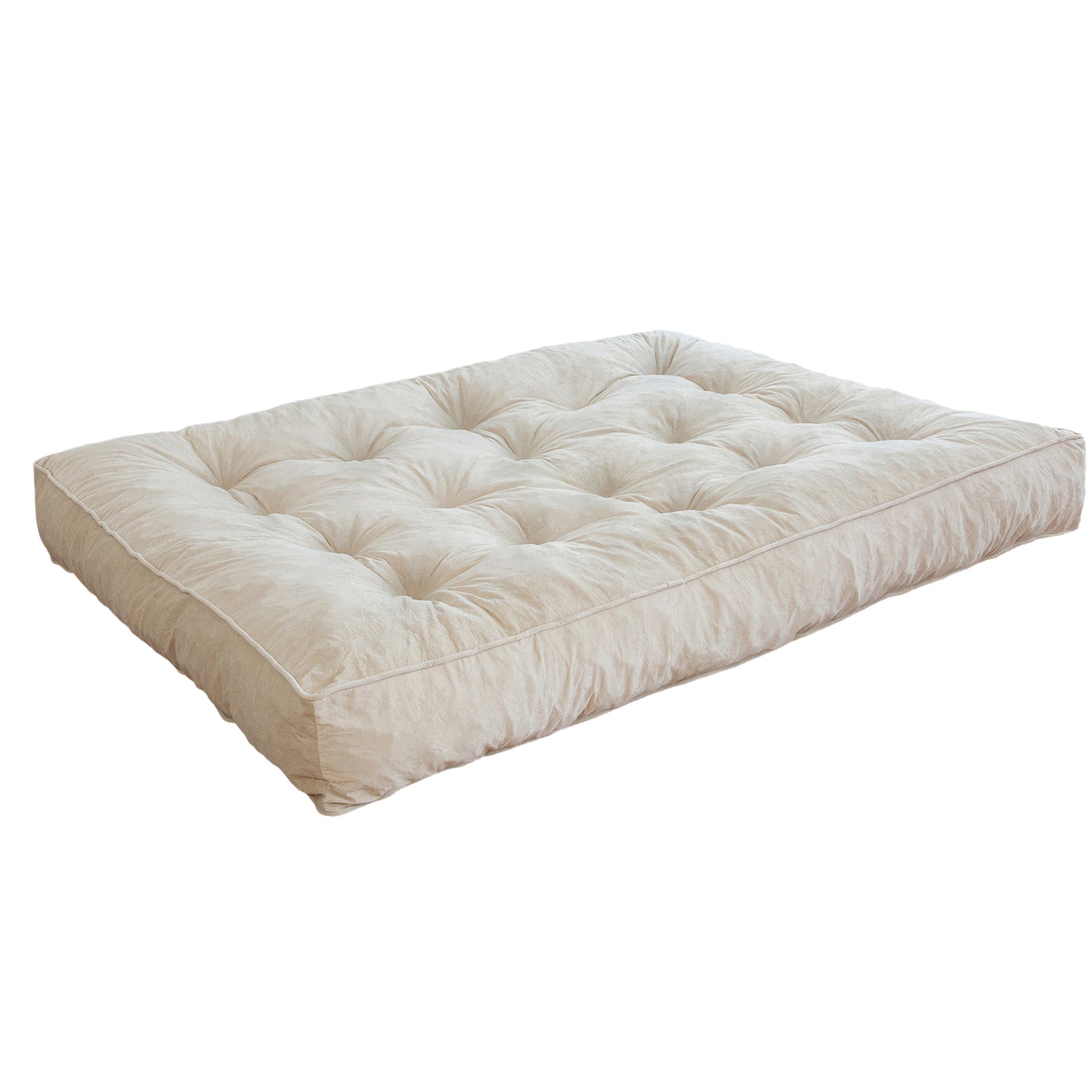 MAXYOYO 8-Inch Thick Velvet Tufted Futon Mattress for Sofa Bed, Beige - Luxurious Comfort for Adults, Dorm Rooms & Small Spaces (Mattress Only)
