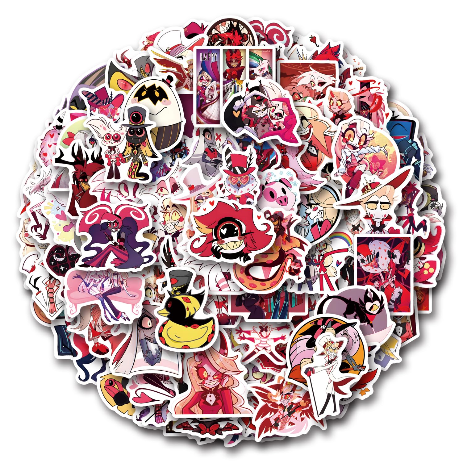 120pcs Hazbin Hotel Stickers - Vinyl Waterproof Cartoon Decals for Laptop, Water Bottle, Skateboard, Luggage - Aesthetic Scrapbook Decor for Adults, Teens & Kids - Perfect for School, Office & Travel