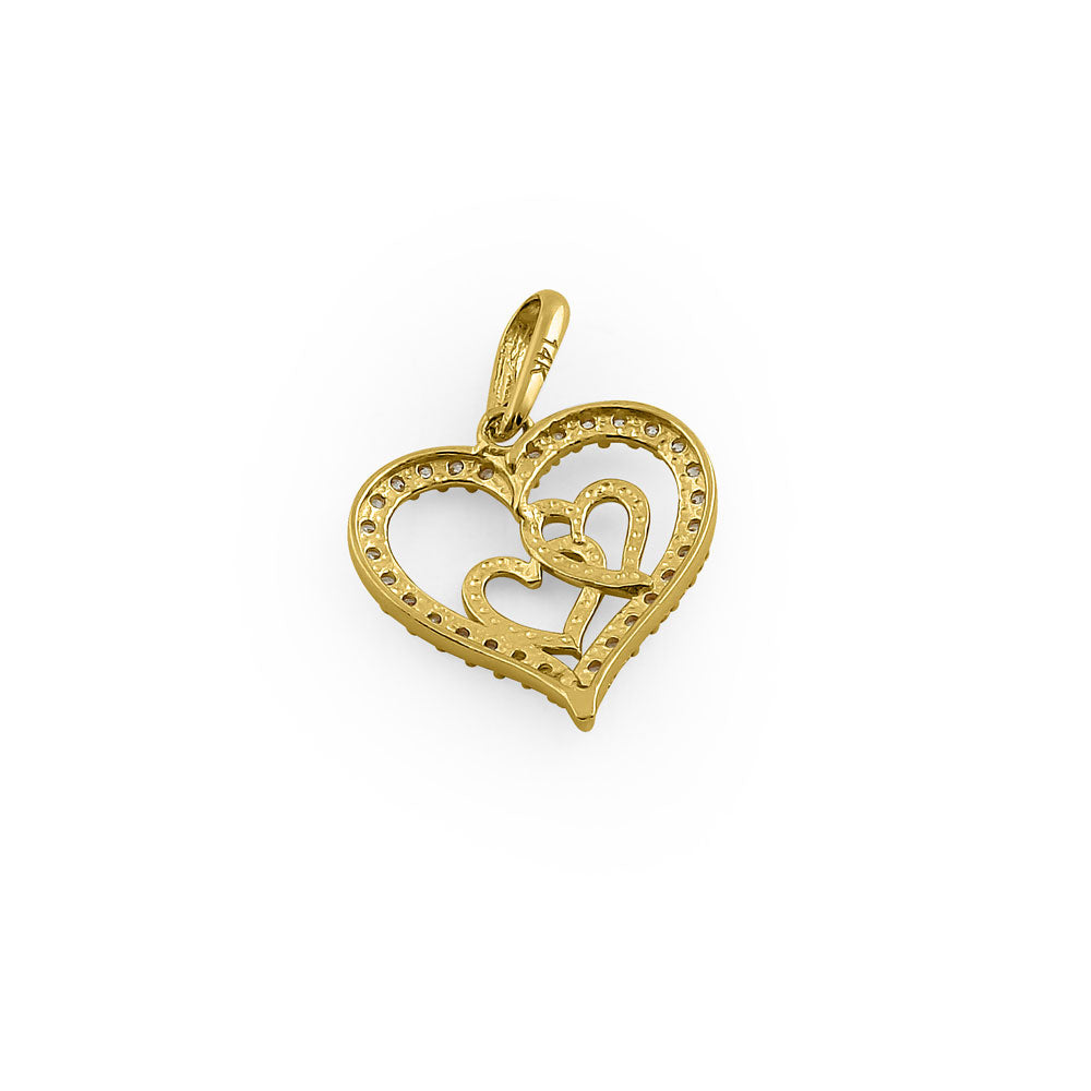 14K Solid Yellow Gold True Love CZ Pendant Necklace - Elegant Gift for Anniversary, Valentine's Day & Special Occasions