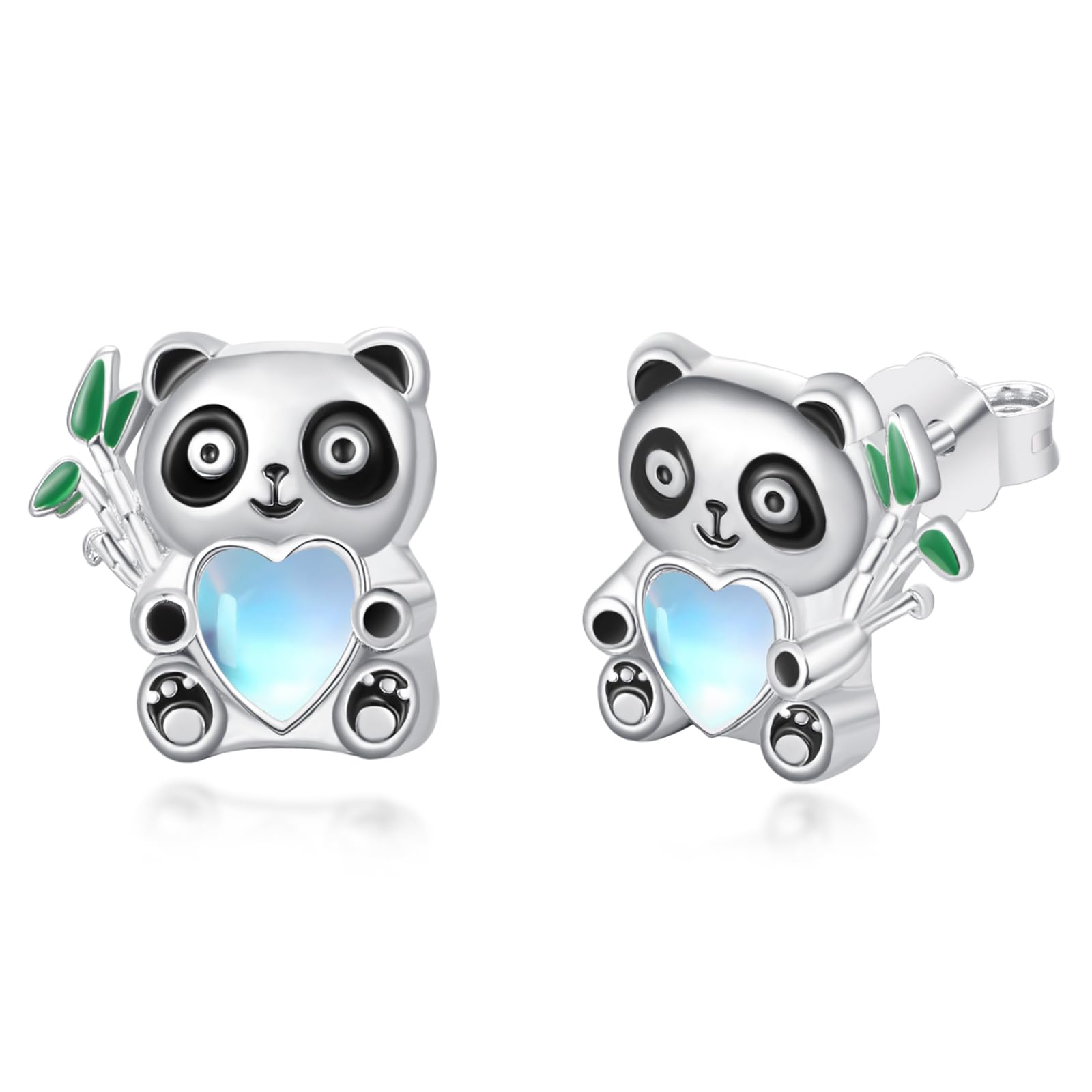 Dreamy Cartoon Animal Stud Earrings - Sterling Silver Hypoallergenic Moonstone Heart Earrings for Women & Girls | Perfect Christmas, Birthday Party Jewelry Gifts | Great for Casual Wear, Date Nights & Special Occasions
