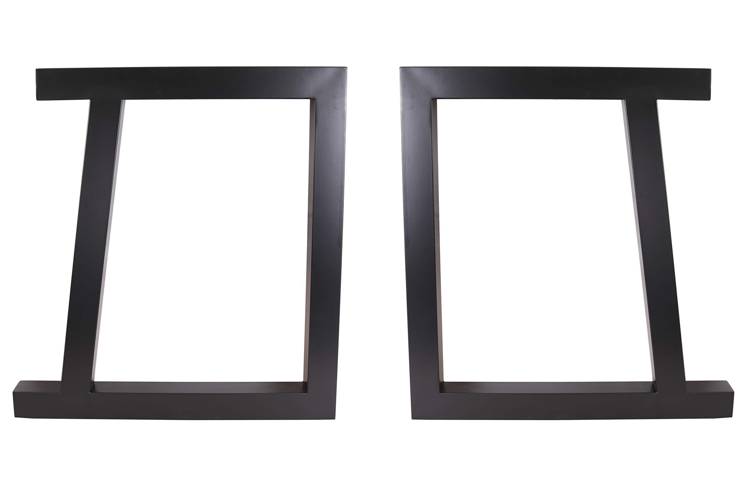 2 Pack Black Trapezoid Steel Table Legs - Heavy Duty Industrial Dining Table Legs, Office Desk Legs, Kitchen Counter Legs - Perfect for Modern Farmhouse, Rustic & Industrial Style Furniture (Set of 2) - Ideal for Home Office, Restaurant, Cafe & Kitchen Islands