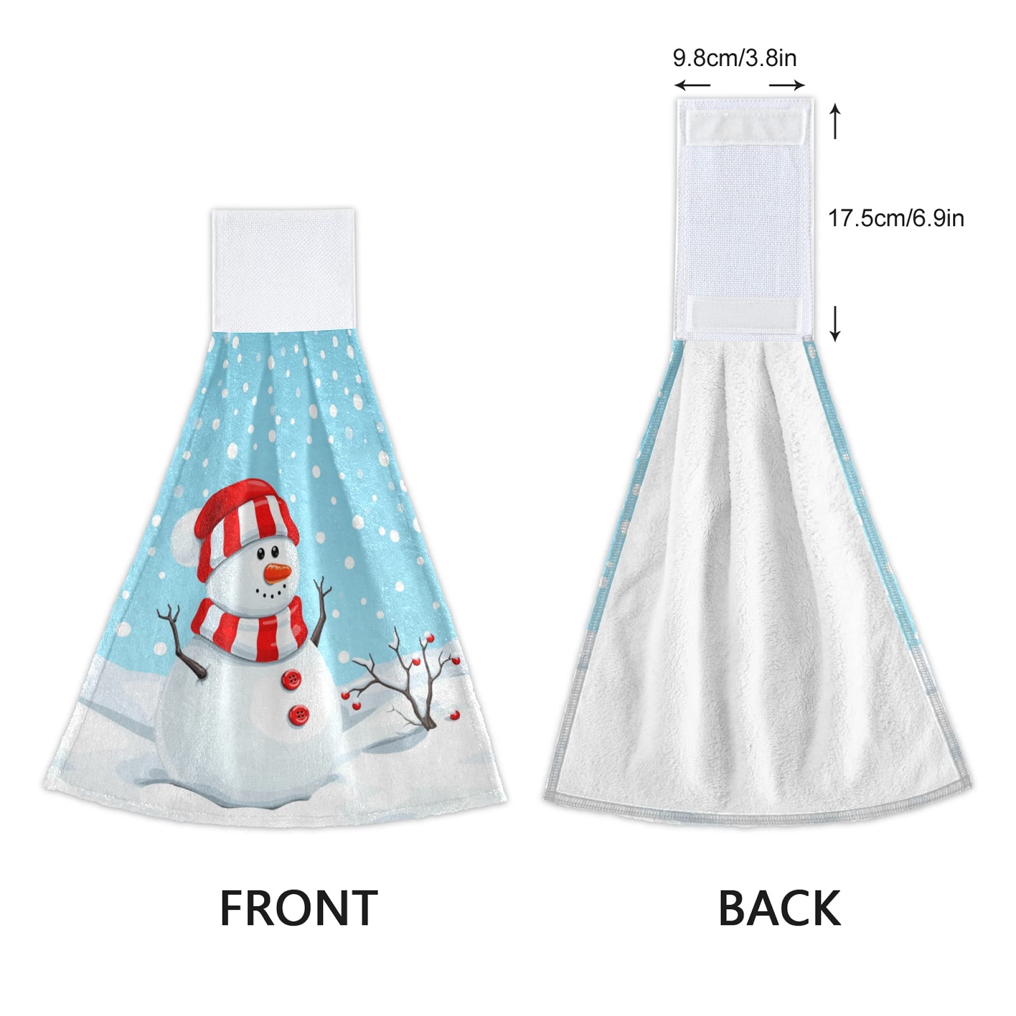 Christmas Snowman Kitchen Towels - Ultra Soft Absorbent Hand Towels for Bathroom & Kitchen - 18.2 x 14 Inch Decorative Hanging Towels (2-Piece Set, Blue/White) - Perfect for Holiday Decor, Gift Giving & Winter Home Decor