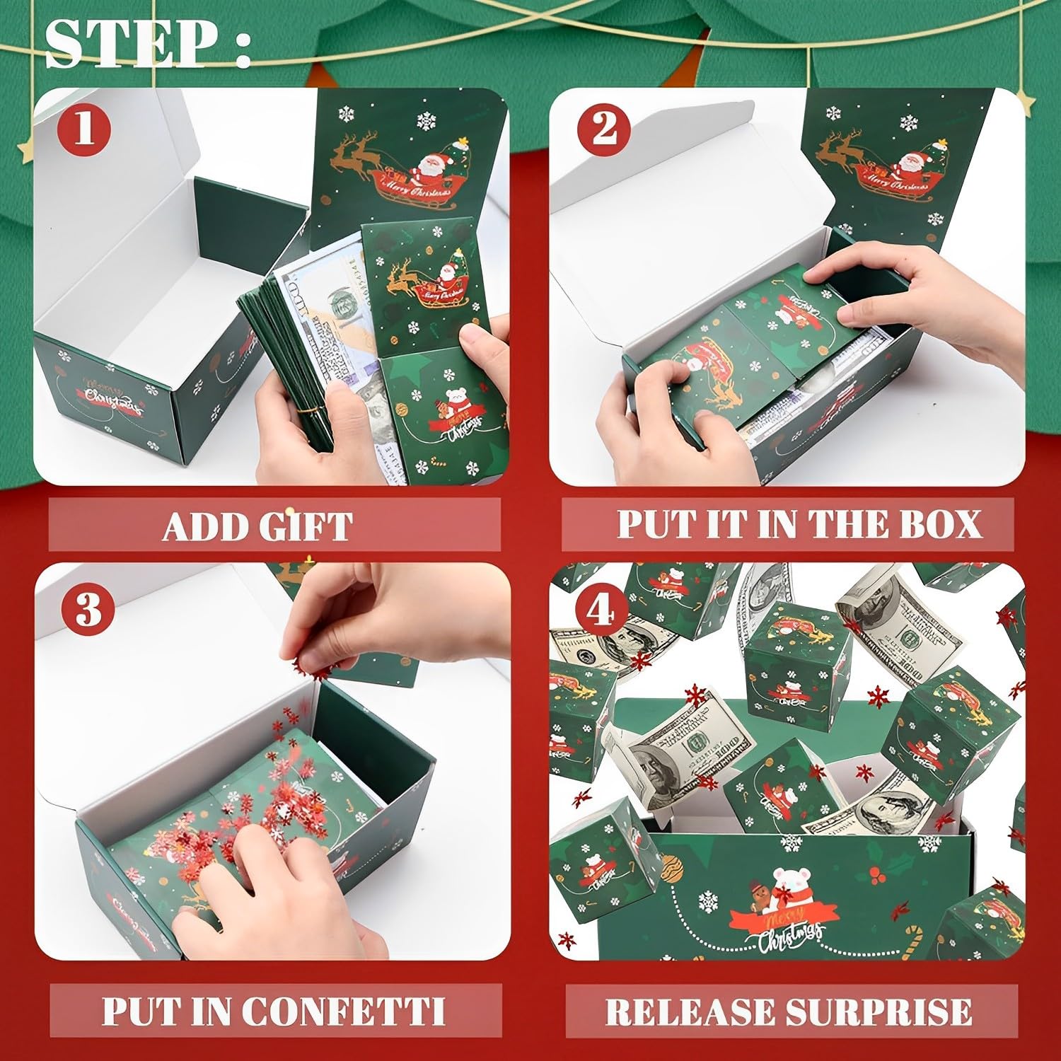 Pop Up Money Gift Box - Unique Folding Bouncing Cash Gift Box for Birthdays, Weddings & Christmas | Creative Cash Present Idea | Surprise Explosion Money Box for Special Occasions
