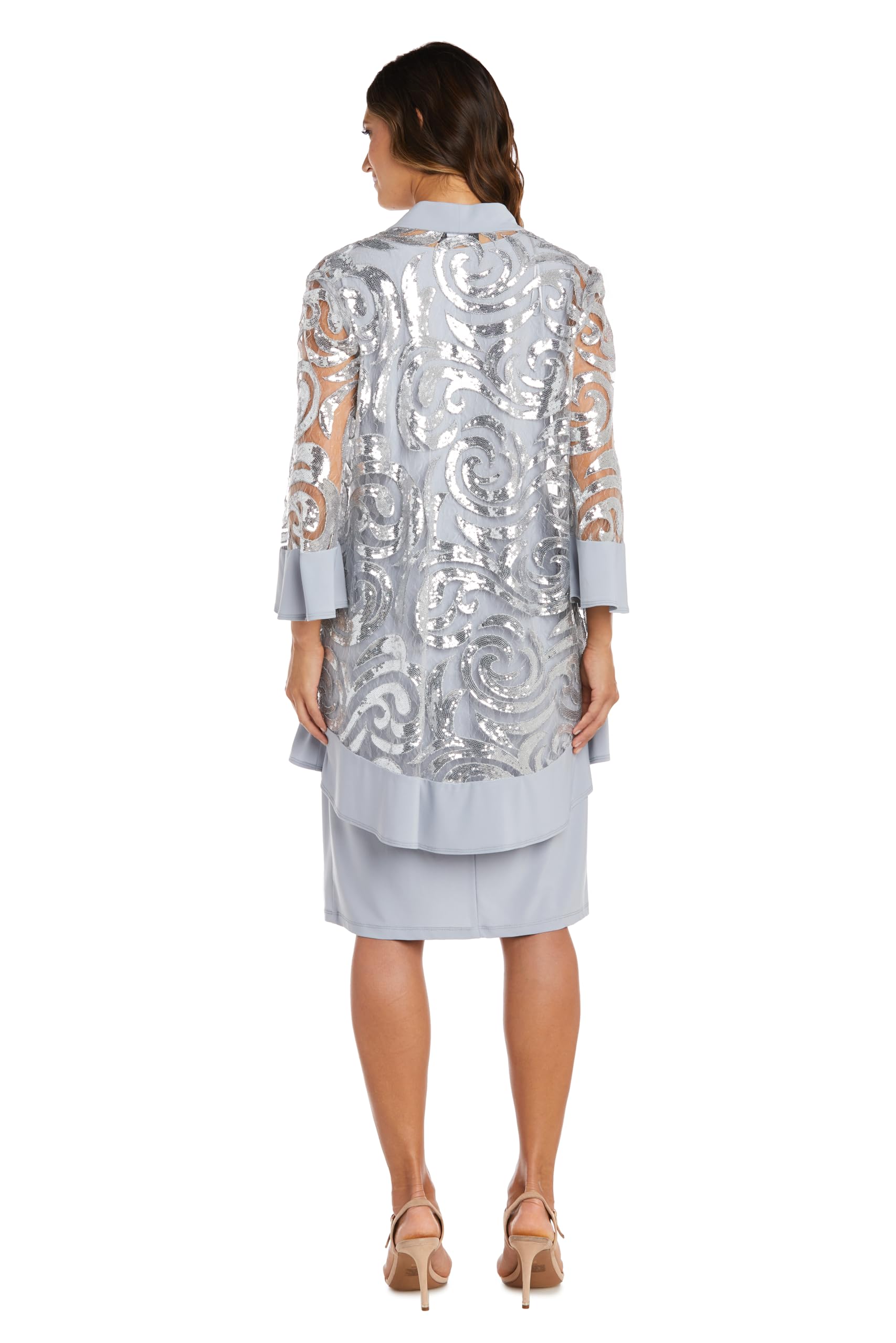R&M Richards Women's Printed Jacket & Two-Piece Dress Set - Elegant Matching Outfit for Work, Church & Special Occasions