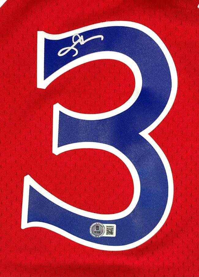 Authentic Allen Iverson Signed Philadelphia 76ers 1996-97 Red Mitchell & Ness Hardwood Classics Swingman Jersey - Perfect for NBA Memorabilia Collectors and 76ers Fans Display