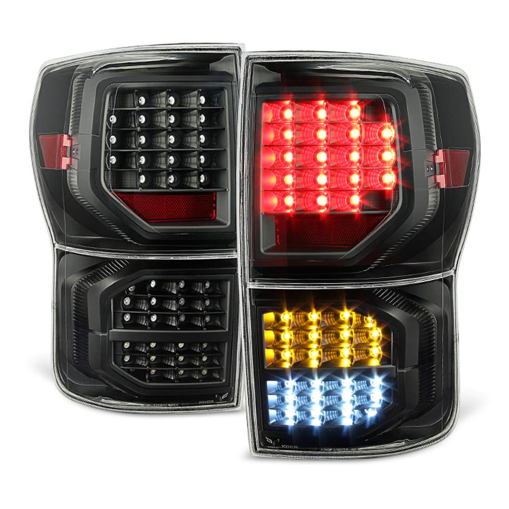 ACANII LED Tail Lights Brake Lamps for 2007-2013 Toyota Tundra - Pair (Left+Right) - Black Housing - Enhanced Visibility & Style for Night Driving & Off-Road Adventures
