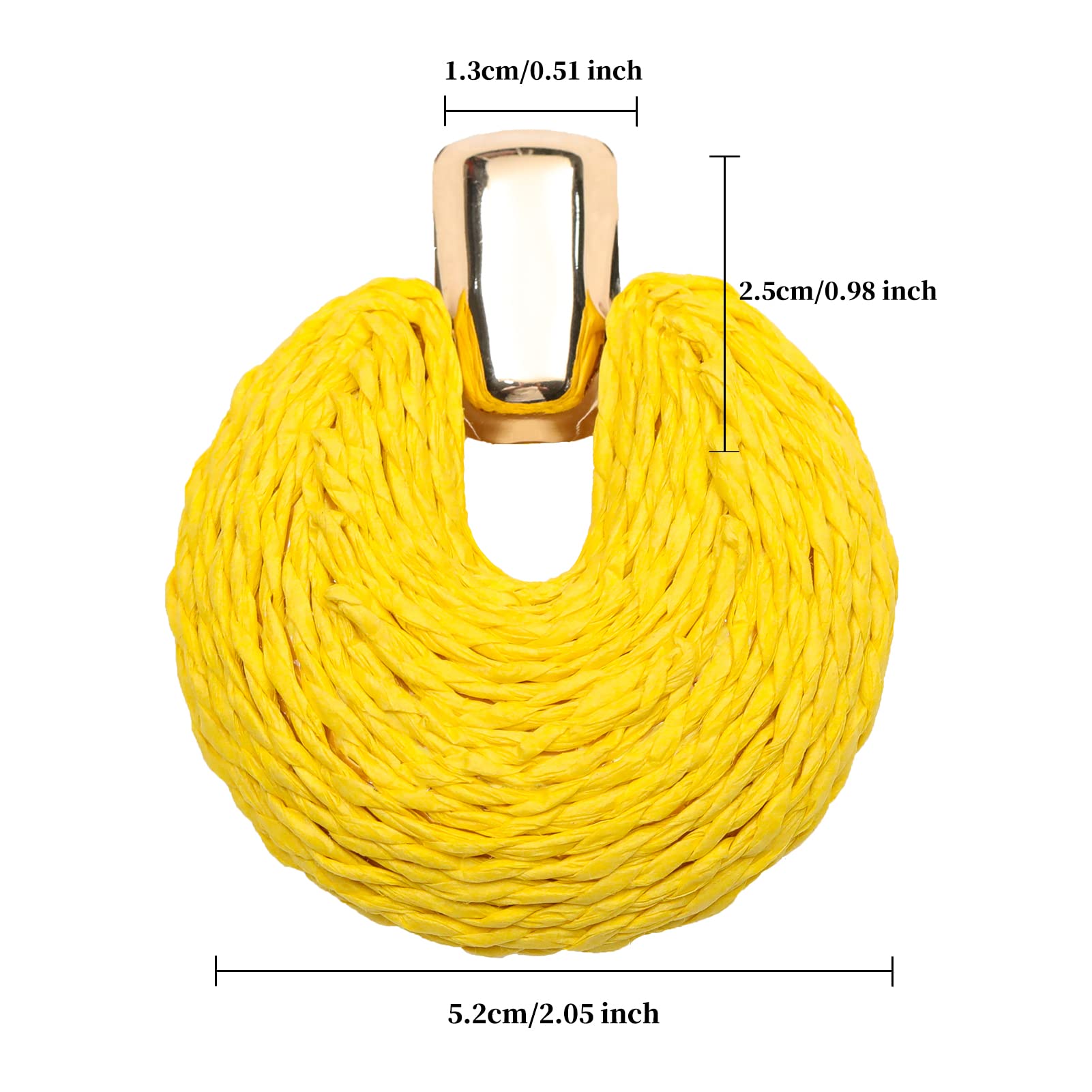 Boho Rattan Statement Earrings for Women – Handmade Raffia Dangling Earrings, Geometric U-Shaped Straw Earrings for Summer & Beach | Perfect for Boho Fashion, Vacations, and Festivals