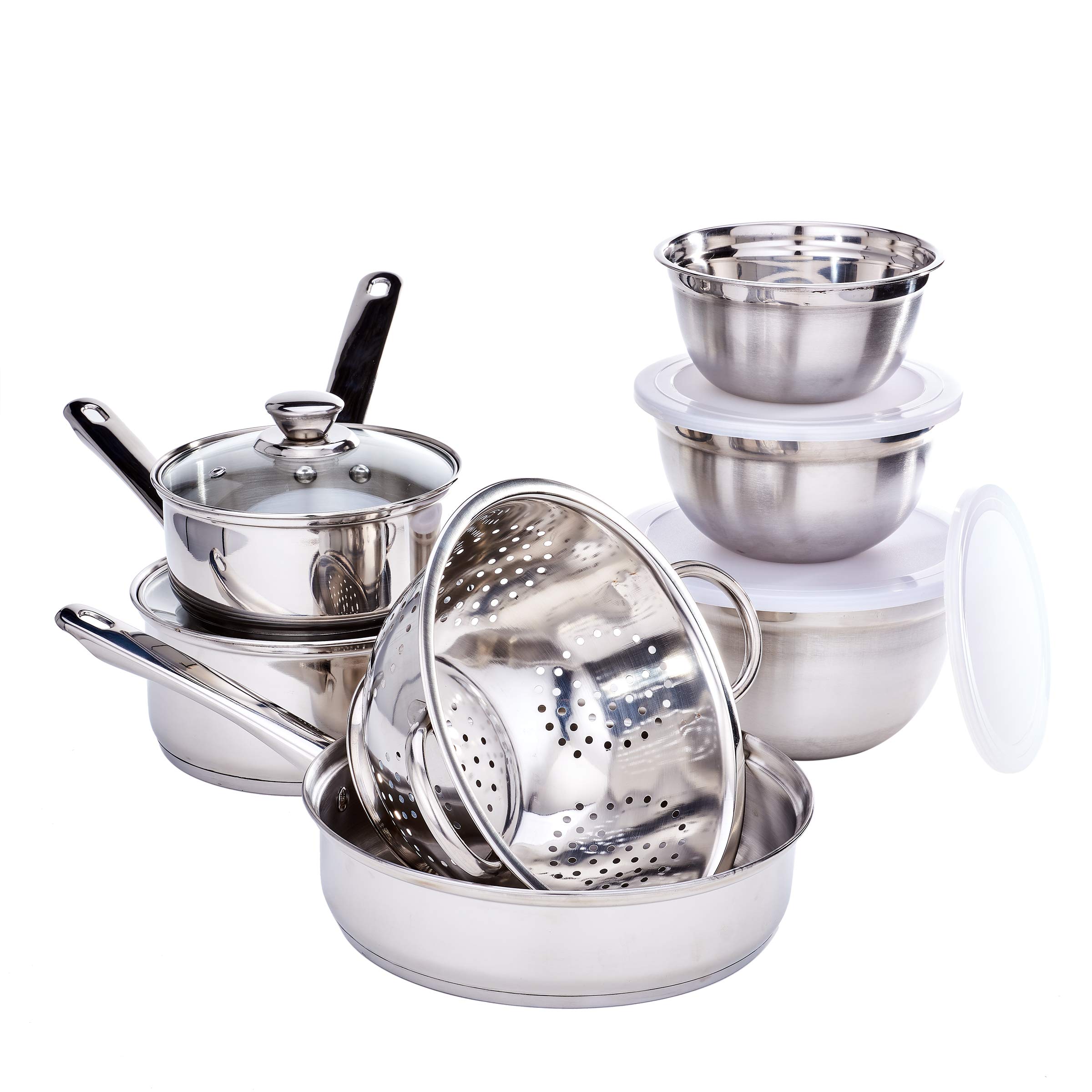 Old Dutch 36-Piece Stainless Steel Cookware Set - Complete Kitchen Essentials for Cooking, Baking & Serving | Perfect for Home Chefs & Family Meals