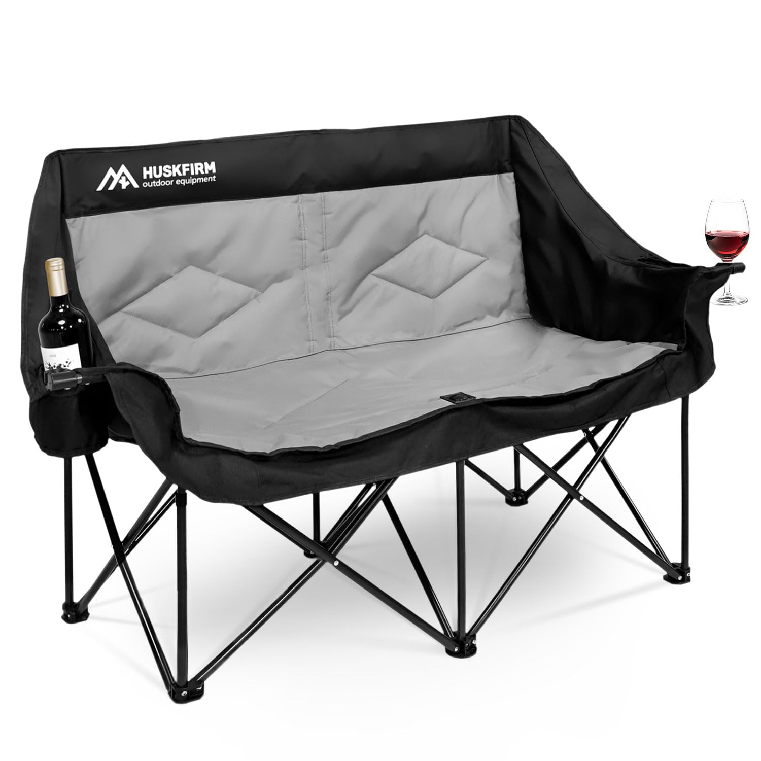 2 Person Oversized Camping Chair - Heavy Duty Portable Loveseat for Adults, Double Folding Outdoor Chair for Patio, Lawn, Beach & Picnic - Perfect for Couples Camping, Backyard Relaxing & Outdoor Events