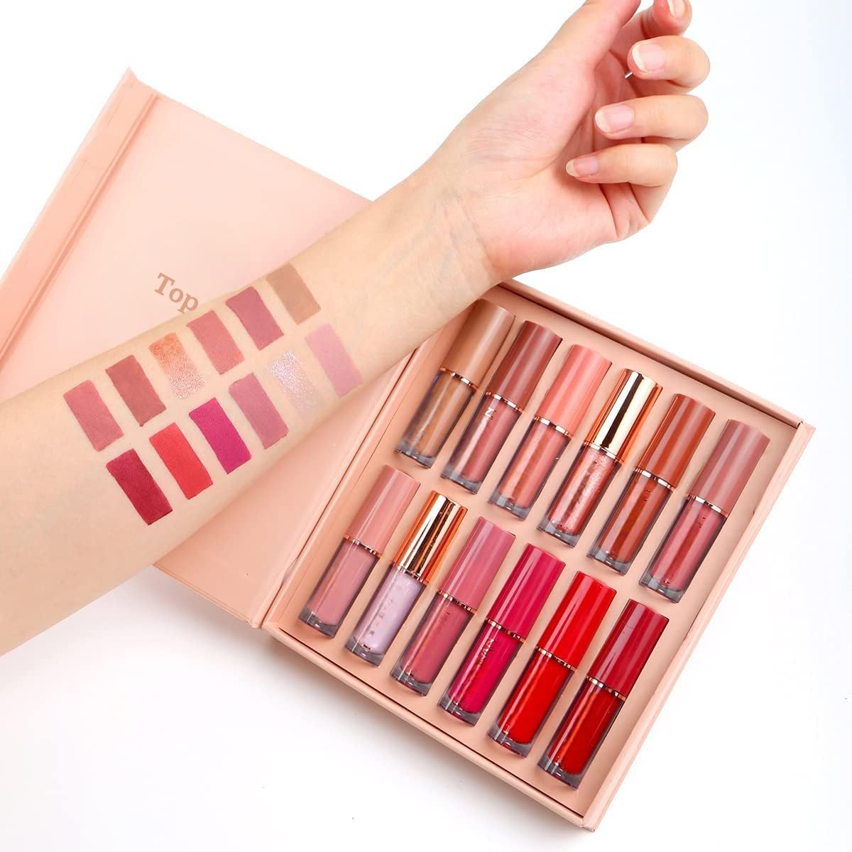 TopFinder® 12PCS Nude Liquid Lipstick Set - Matte, Waterproof & Long-Lasting Lip Oil Shades for Women | Non-Transfer Lipstick Combo Pack | Perfect for Daily Wear, Parties & Special Occasions