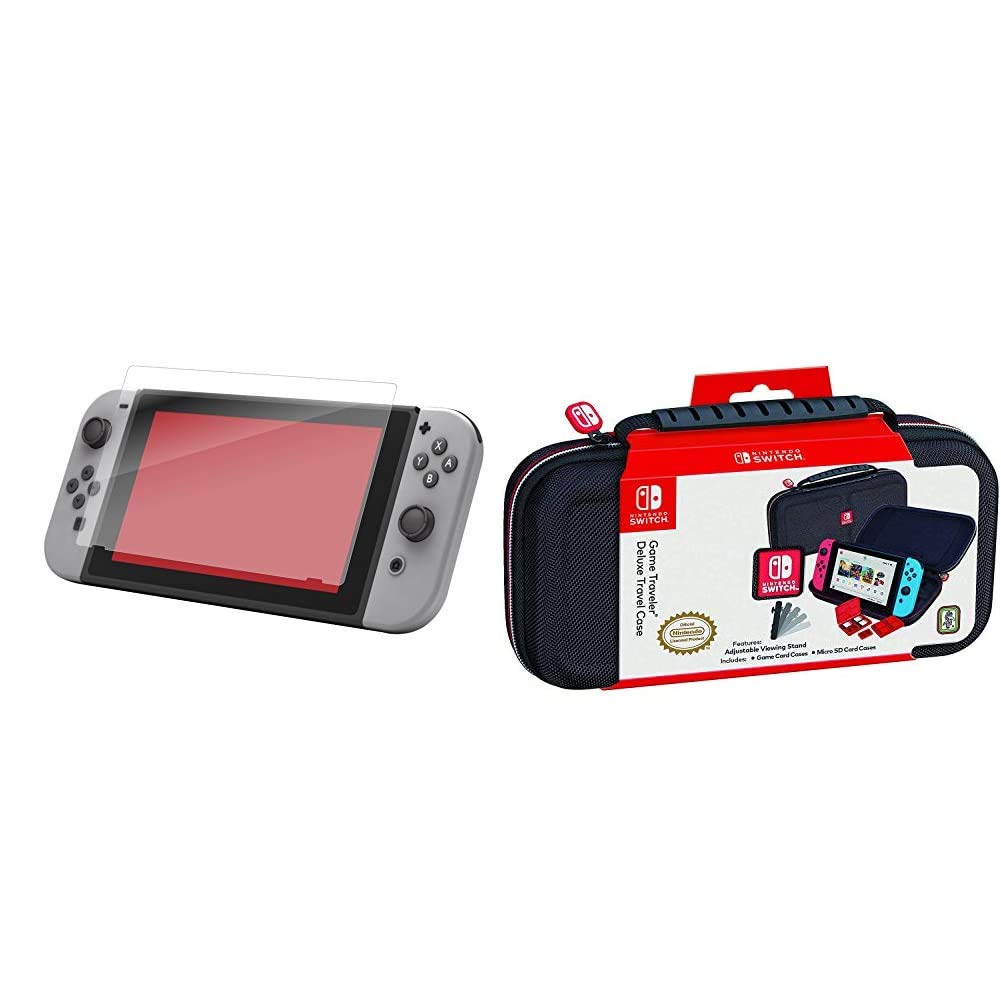 ZAGG InvisibleShield Tempered Glass Screen Protector & RDS Game Traveler Deluxe Case Bundle for Nintendo Switch - Scratch Protection & Travel Storage Solution for Gaming On-The-Go