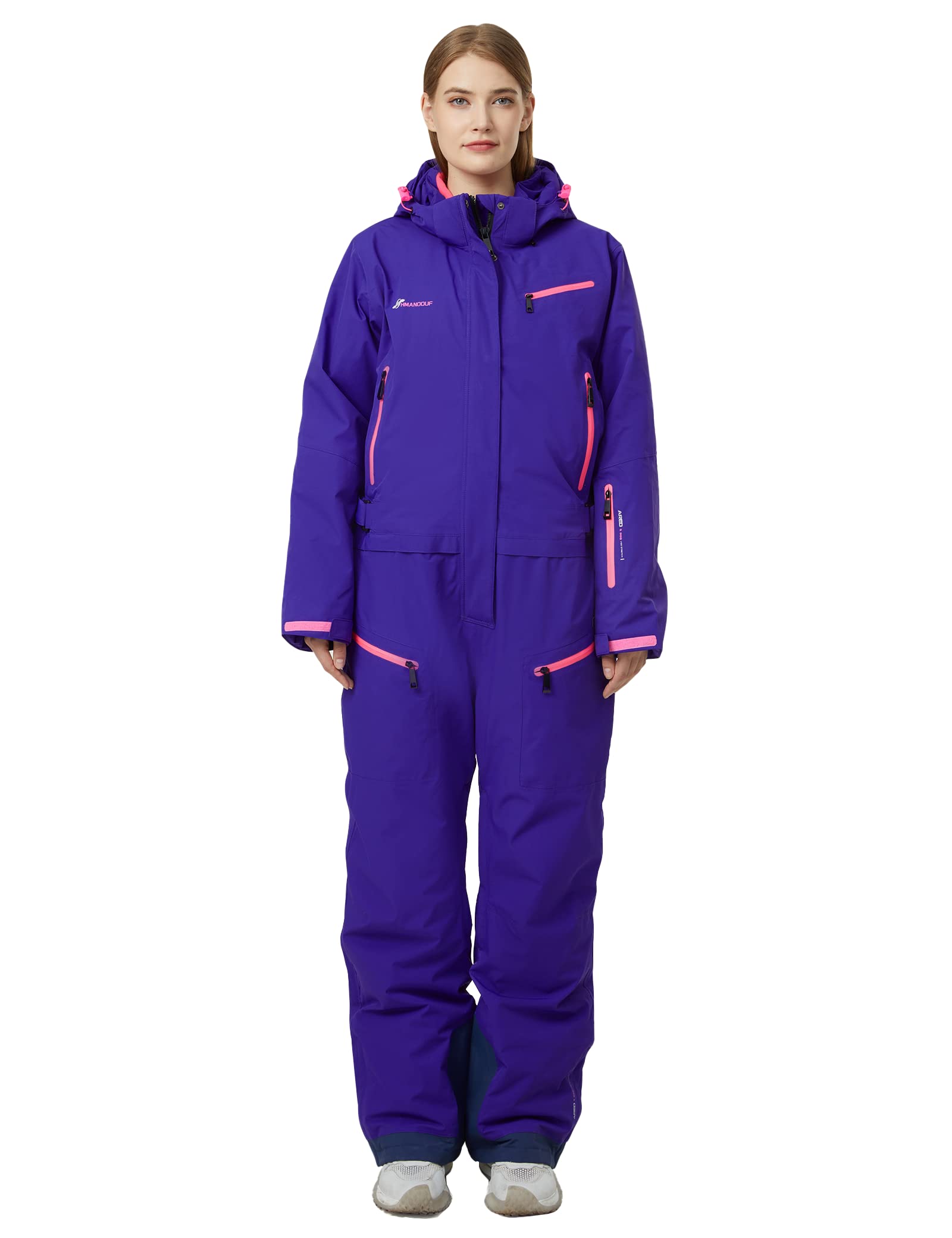Women's Waterproof Ski Suit Winter Thermal Snowsuit with Removable Hood - One Piece Ski Jumpsuit for Women - Perfect for Skiing, Snowboarding & Outdoor Winter Sports