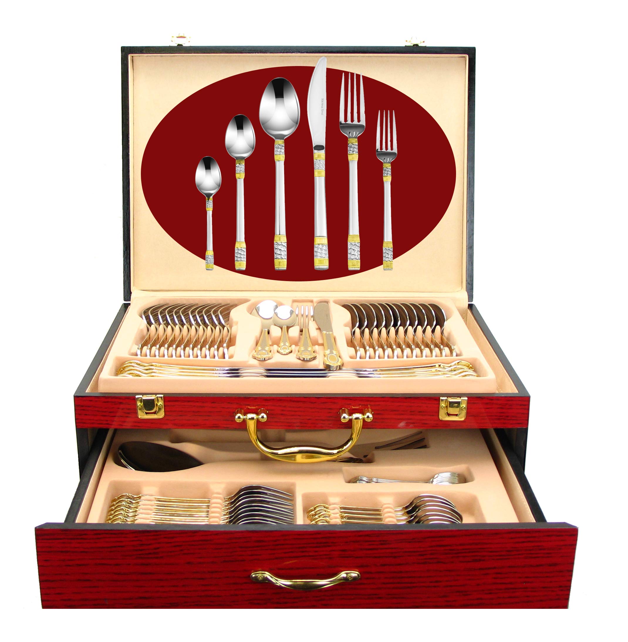 75-Piece Luxury Flatware Set for 12 - 24K Gold Plated 18/10 Stainless Steel Silverware with Storage Case - Elegant Dining Cutlery Set for Formal Dinners, Weddings & Hostess Gifting