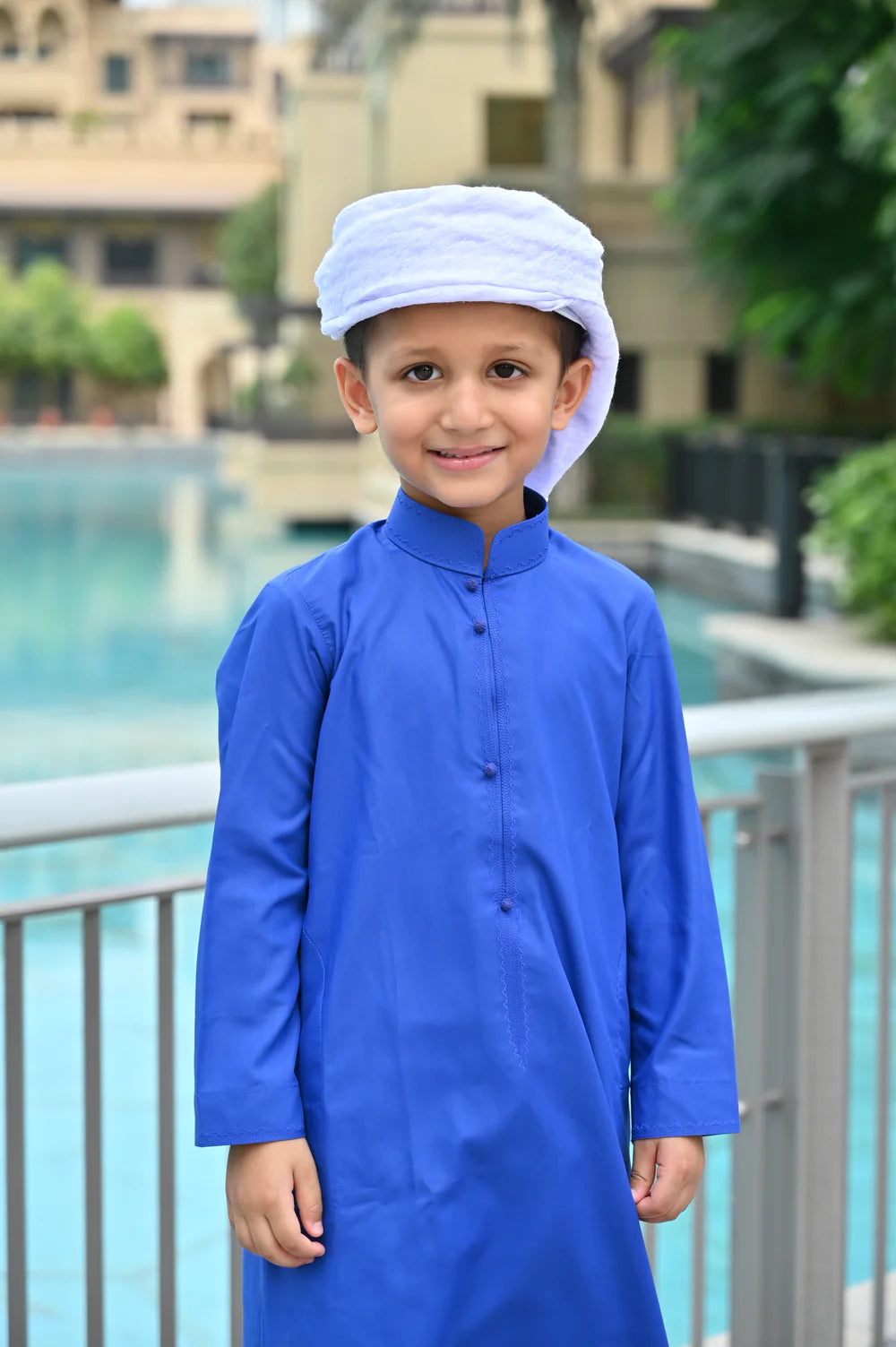 Royal Blue Bahraini Jubba Thobe for Kids - Traditional Arabic Dress for Boys & Girls - Perfect for Eid, Weddings & Special Occasions