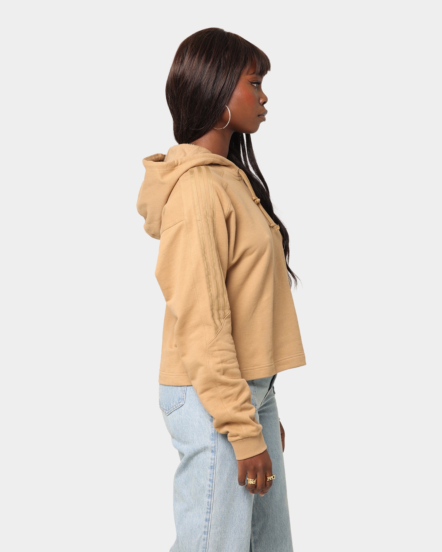 Adidas Women's Hooded Sweatshirt - Soft Fleece Pullover Hoodie for Women, Casual Loungewear & Streetwear (Tan) - Perfect for Gym, Running & Everyday Wear