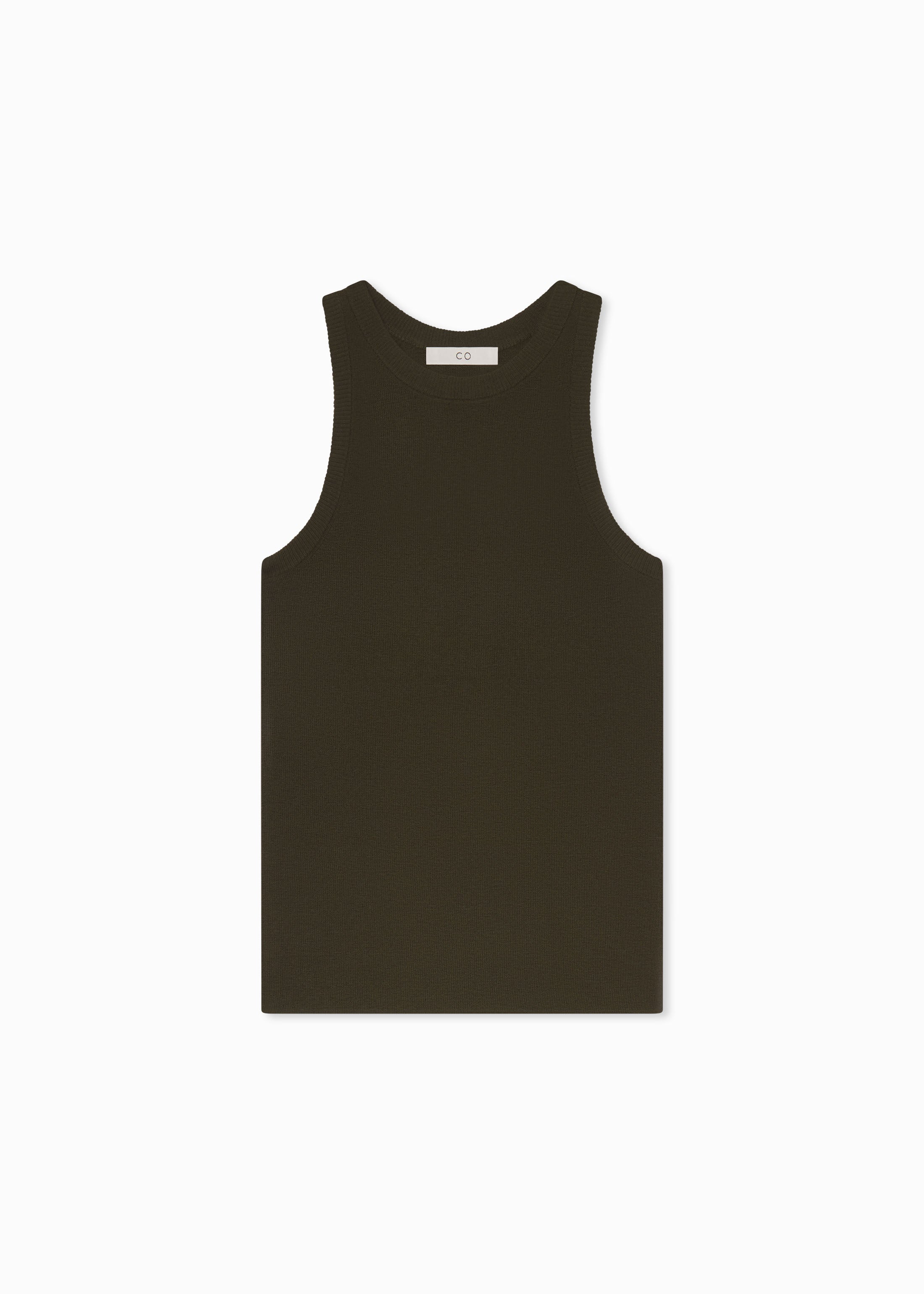 Luxury Olive Green Fitted Cashmere Tank Top for Women - Soft & Comfortable Summer Layering Essential