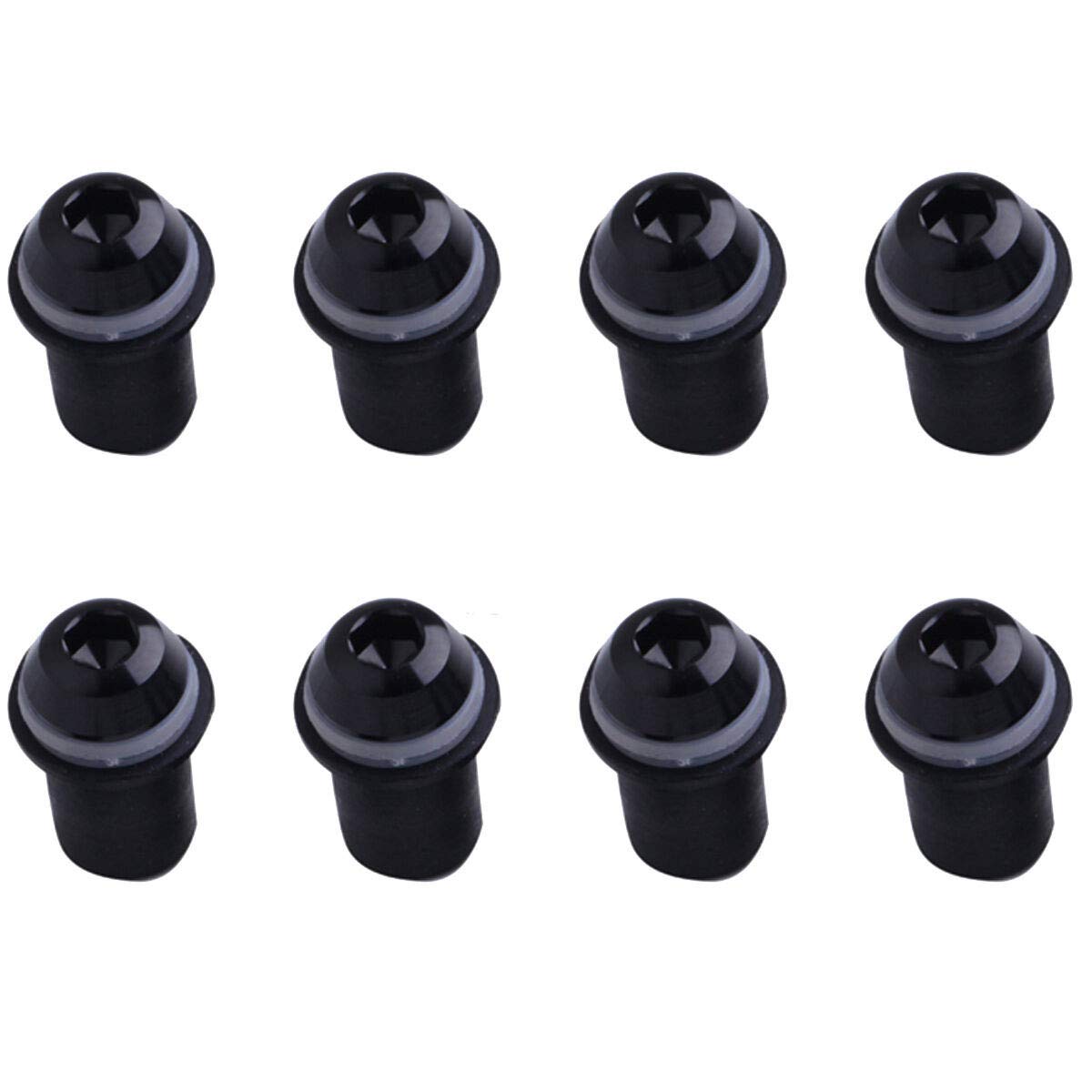 Universal M5 5mm Windscreen Screw Kit - 8pcs Black Bolts with Rubber Washers for Harley BMW Honda - Motorcycle Windshield Repair