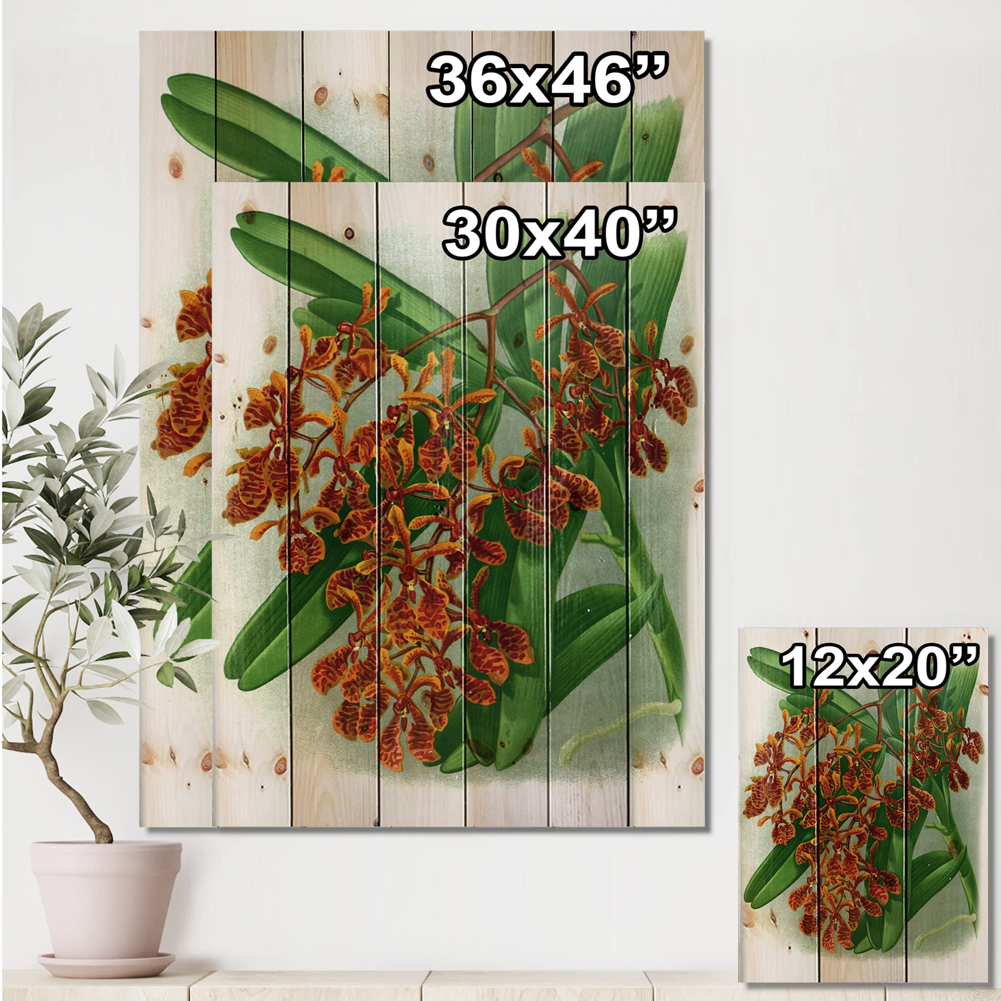 DesignQ Retro Floral Farmhouse Wood Wall Decor - Large Red Floral Wood Wall Art Panels Printed on Natural Pine - Perfect for Living Room, Bedroom & Home Office Decor