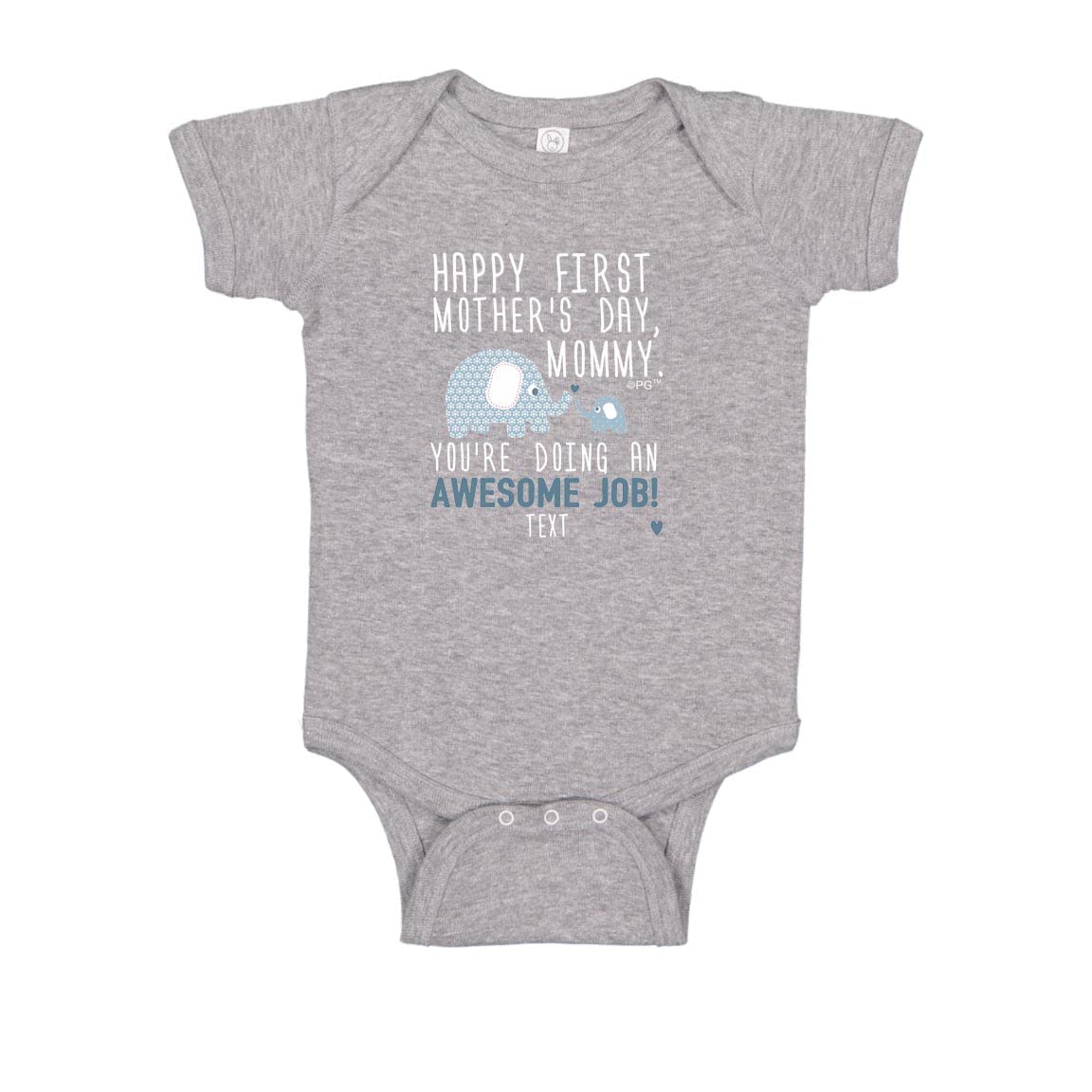Personalized First Mother's Day Gift - Blue Elephant Baby Bodysuit for New Moms | Cute Outfit for Baby Showers, Photo Shoots & Special Occasions