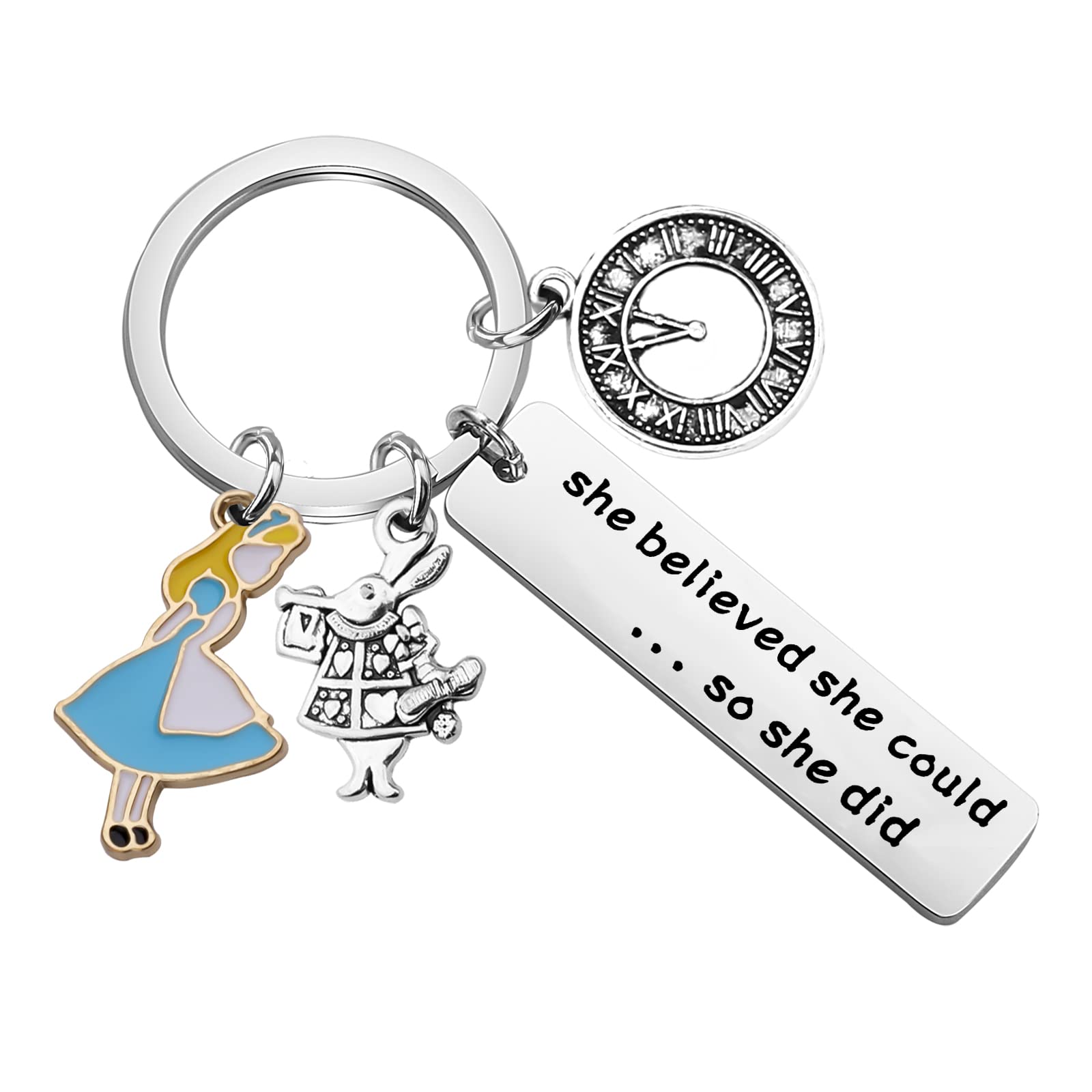 FOTAP Alice Bracelet - Inspirational 'She Believed She Could So She Did' Motivational Jewelry for Women - Perfect Gift for Alice Fans, Graduation, Birthday & Daily Encouragement