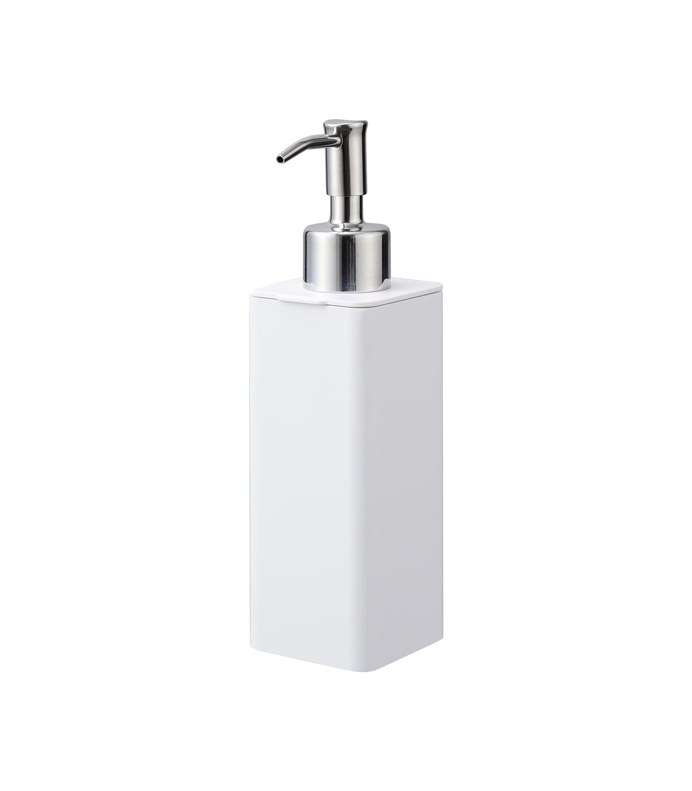 Yamazaki Home Refillable Hand Soap Pump Dispenser - White Plastic Soap Dispenser for Bathroom & Kitchen | Perfect for Sink Countertop, Vanity, and Guest Bathroom Use