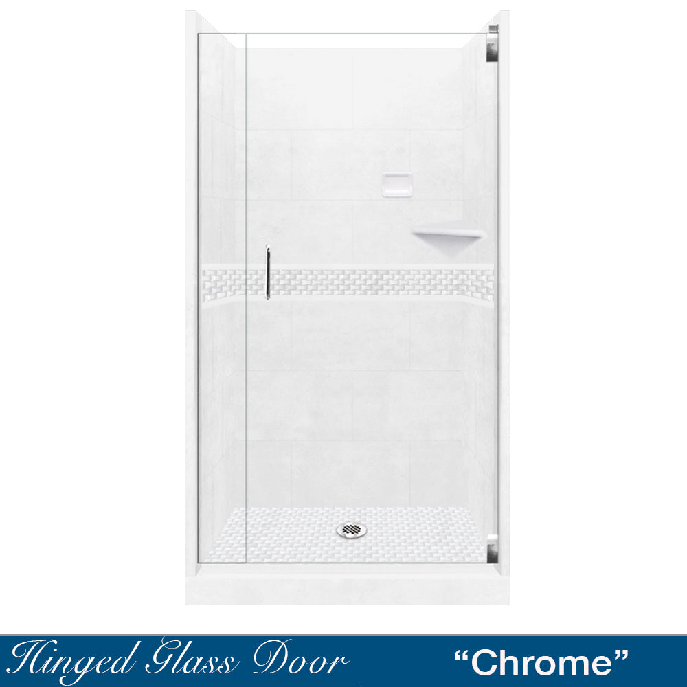 Alcove Natural Buff Sistine Stone & Jewel Stone Accent DIY Shower Remodel Kit - Waterproof Bathroom Wall Tile for Shower Surround and Backsplash Renovation