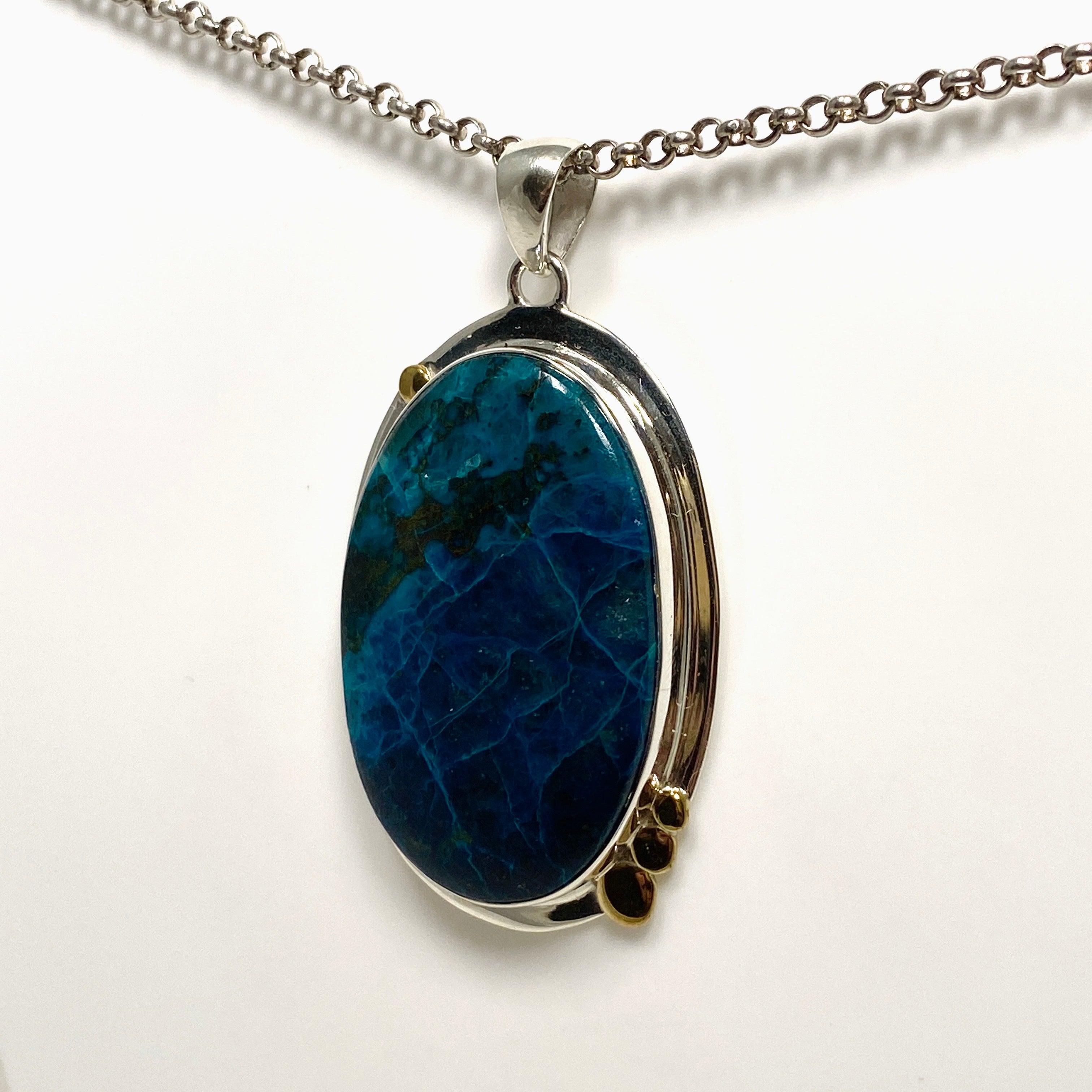 Shattuckite Oval Pendant Necklace - Handcrafted Gemstone Jewelry KPGJ4418 for Women, Gift for Her, Spiritual Healing & Meditation Accessory