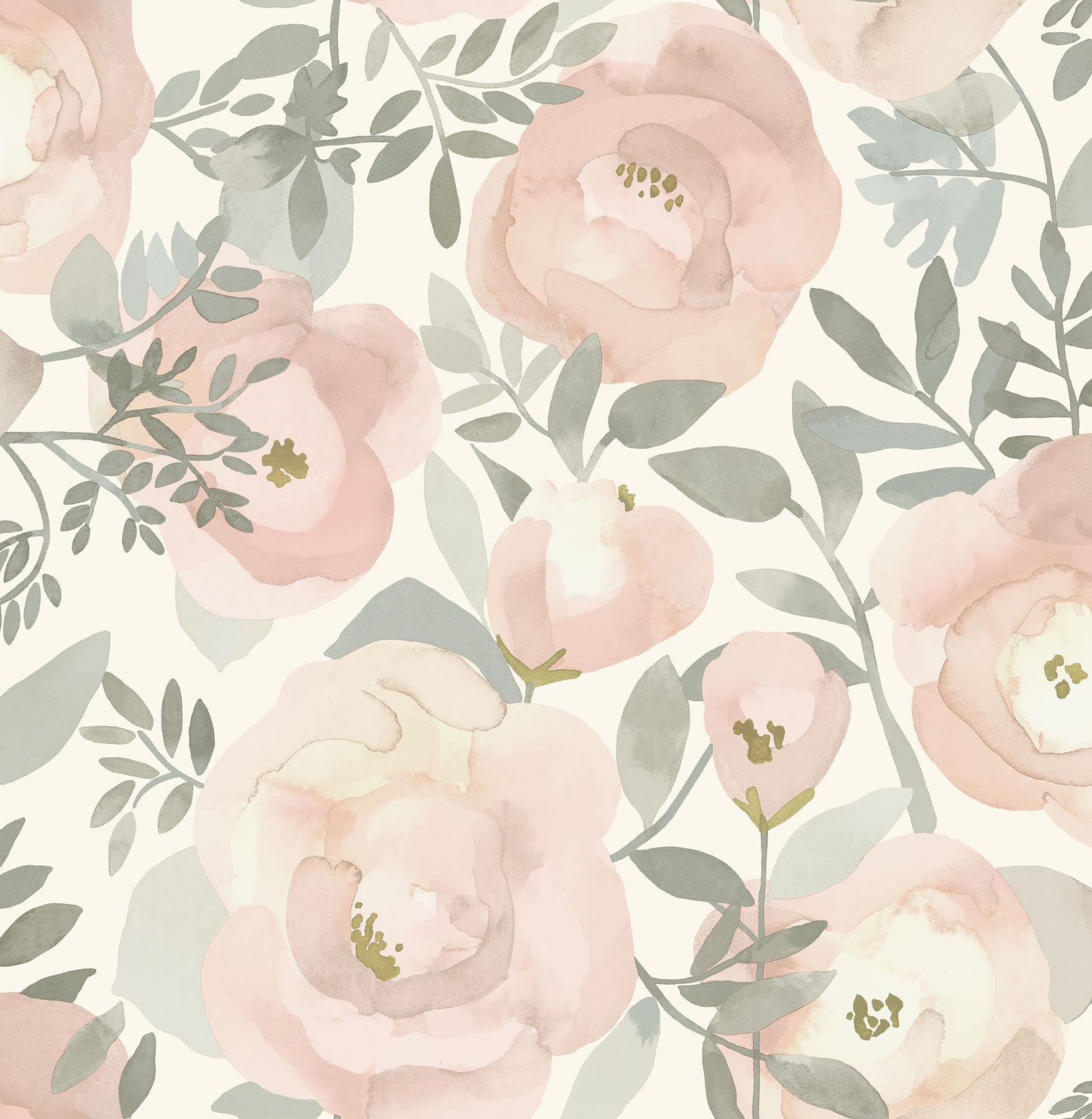 NuWallpaper Rose Peachy Keen Peel & Stick Wallpaper - Self-Adhesive Removable Wallpaper for Bedroom, Living Room, Kitchen - Easy DIY Home Decor Upgrade