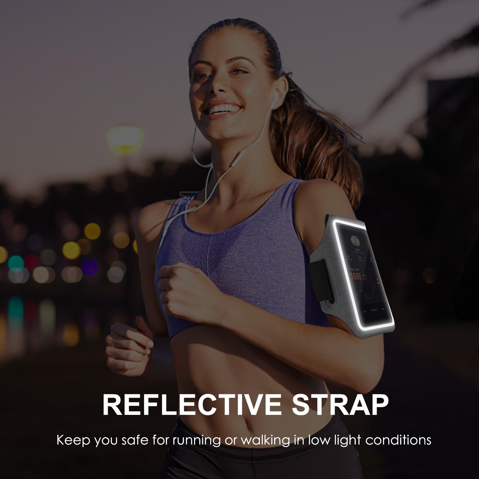 GUZACK Running Armband with Zipper Pouch - Phone Holder for iPhone 16 Pro/15/14/13/12/11 Pro Max & Galaxy S24/S23/S22 - Key Pocket & Card Slot - Lightweight Sports Accessory for Jogging, Gym Workouts & Outdoor Activities (Gray, Medium)