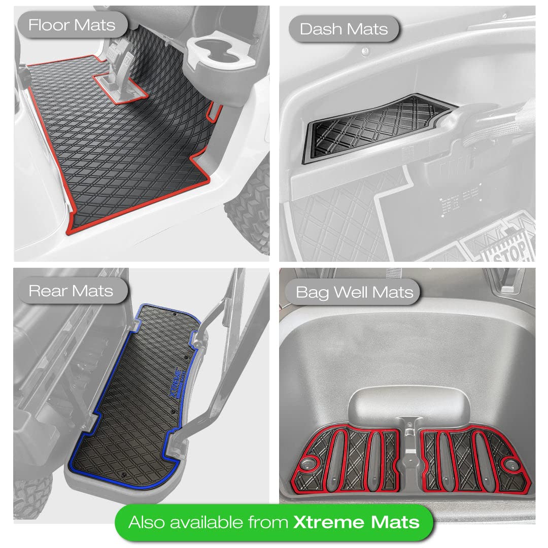 Xtreme Mats EZGO RXV Golf Cart Floor Mat - Premium Full Coverage Floor Liner Compatible with EZGO RXV (2008-2022) & 2Five (2009+) - Black with Grey Trim - Perfect for Golf Course, Neighborhood & Utility Vehicle Protection